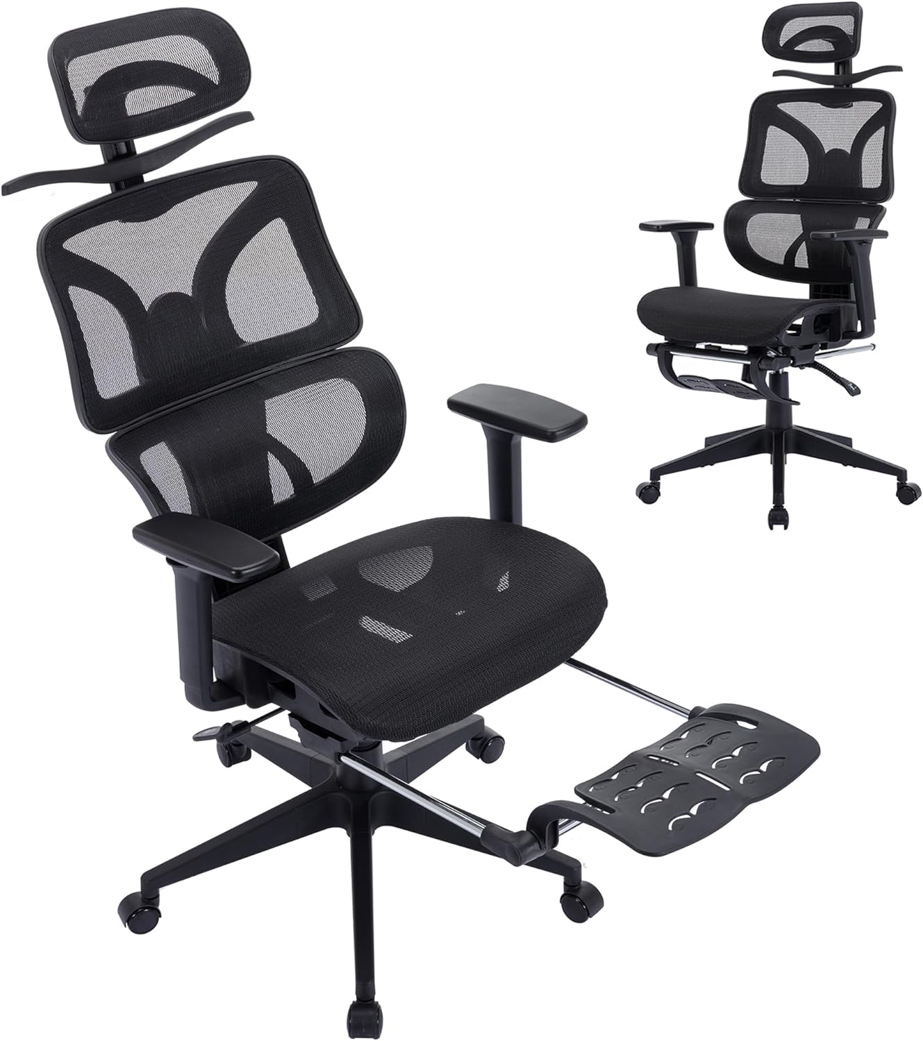 VECELO Swivel Ergonomic High Back Mesh Office Chair with Retractable Footrest