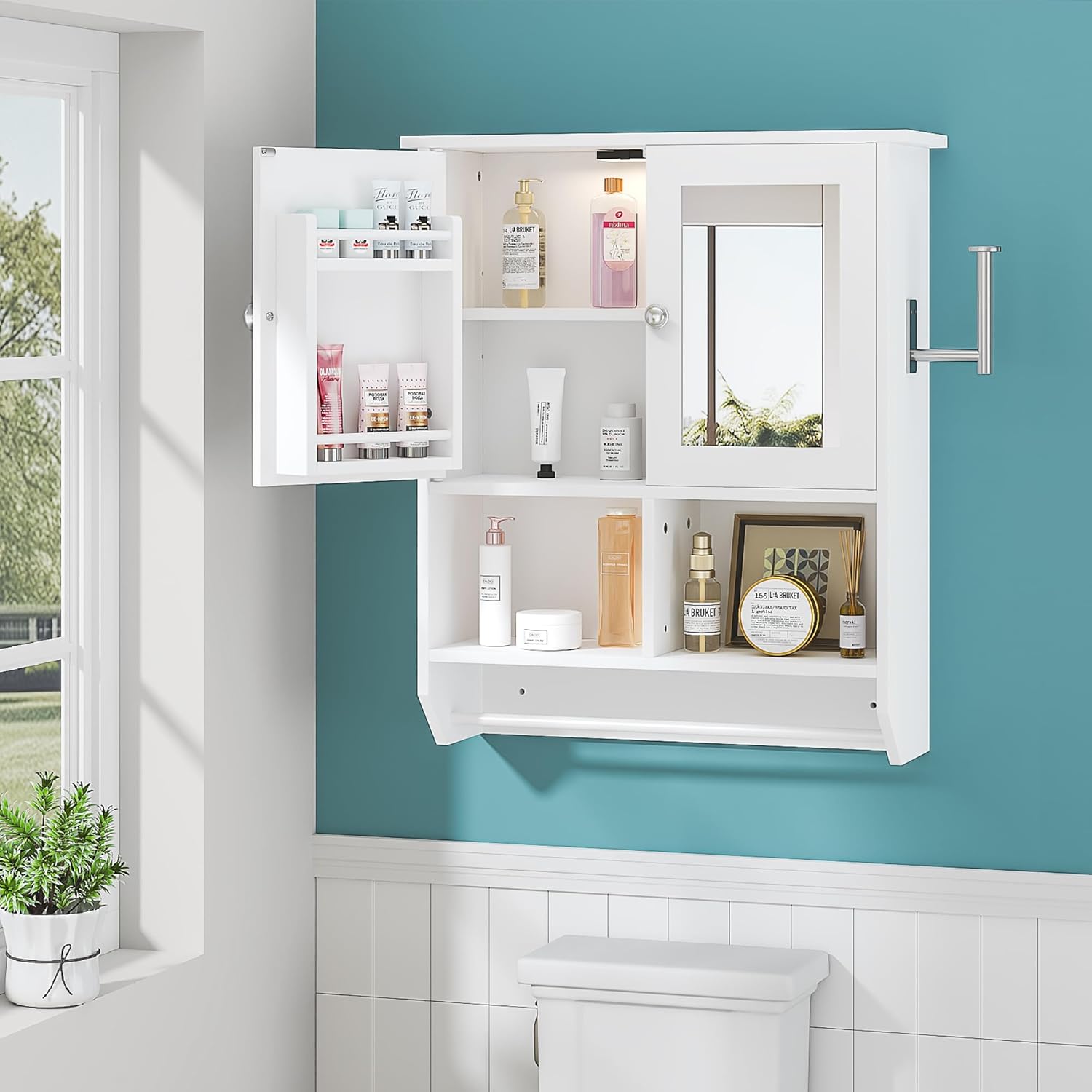 VECELO Bathroom Wall Cabinet with LED Light