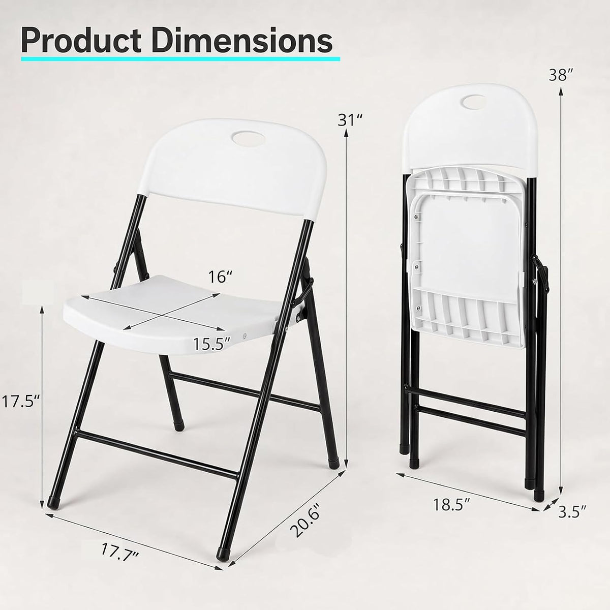 VECELO Folding Chairs 4 Pack for Indoor/Outdoor Use