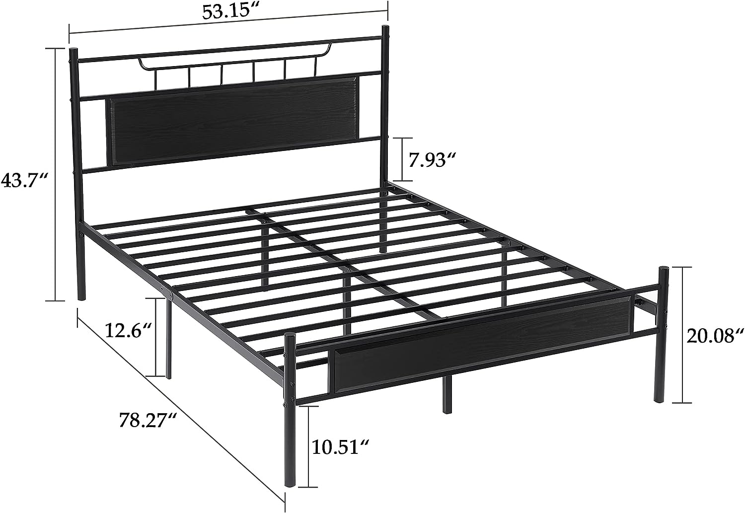 VECELO Platform Bed Frame with Wood Headboard No Box Spring Needed Heavy Duty Steel Slat