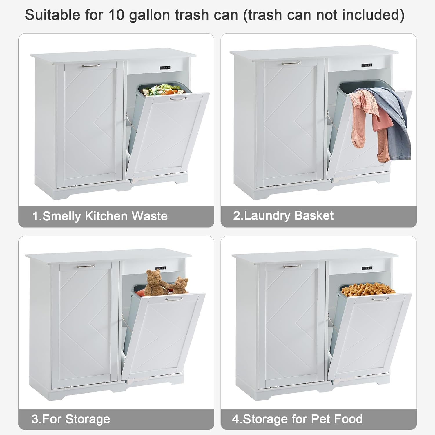 Double Tilt Out Kitchen Trash Can Storage Cabinet Laundry Hamper Sorter  Cabinet