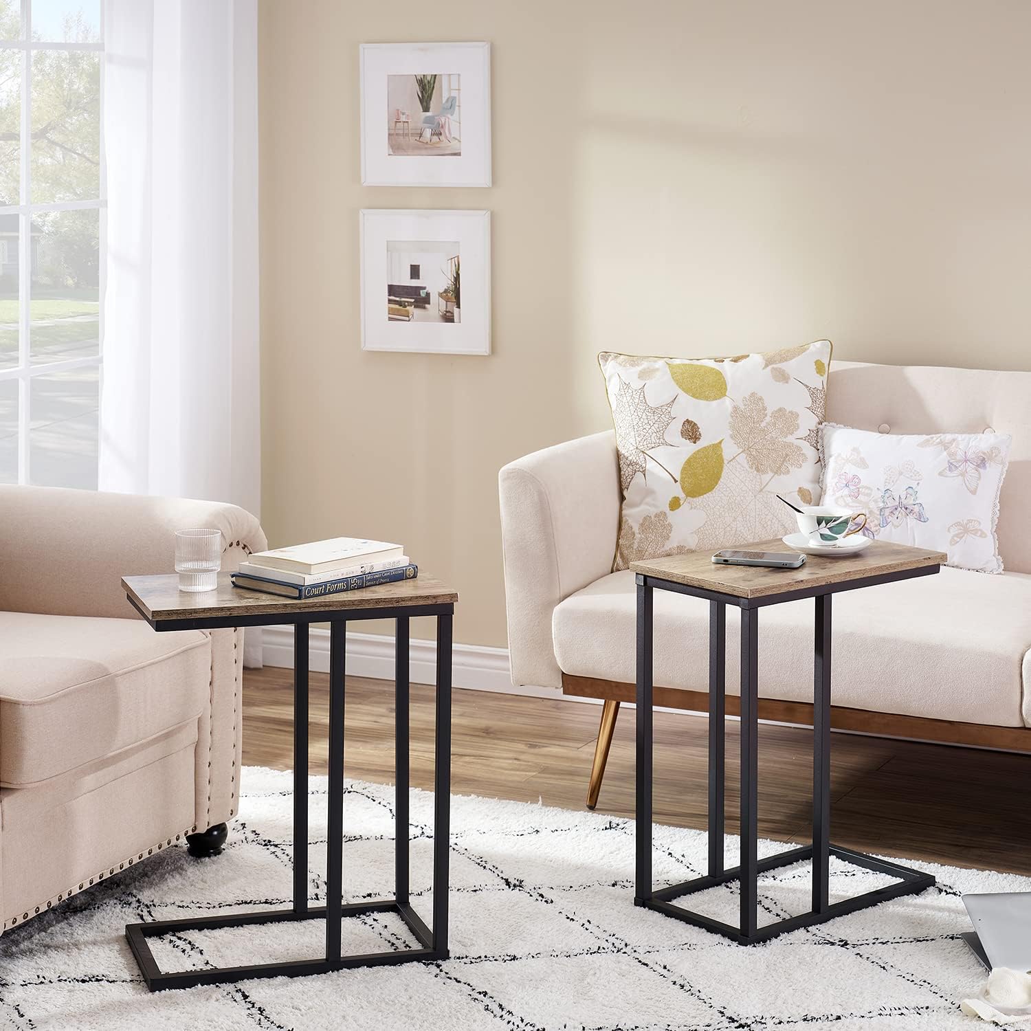 VECELO C Shaped End Side Table for Sofa Couch and Bed Snack VECELO C Shaped End Side Table for Sofa Couch and Bed Snack