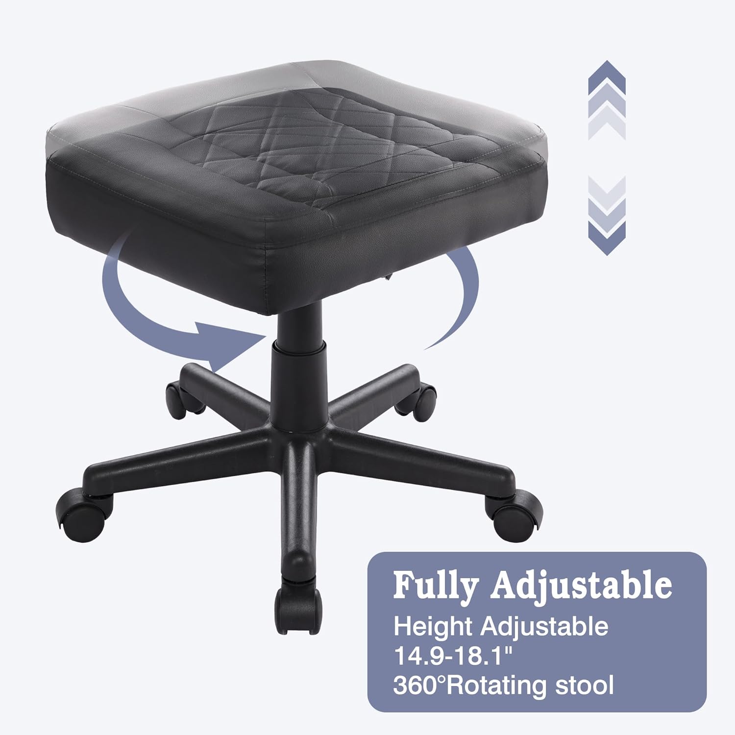 VECELO Under Desk Footrest, PU Ergonomic Foot Rest with Wheels