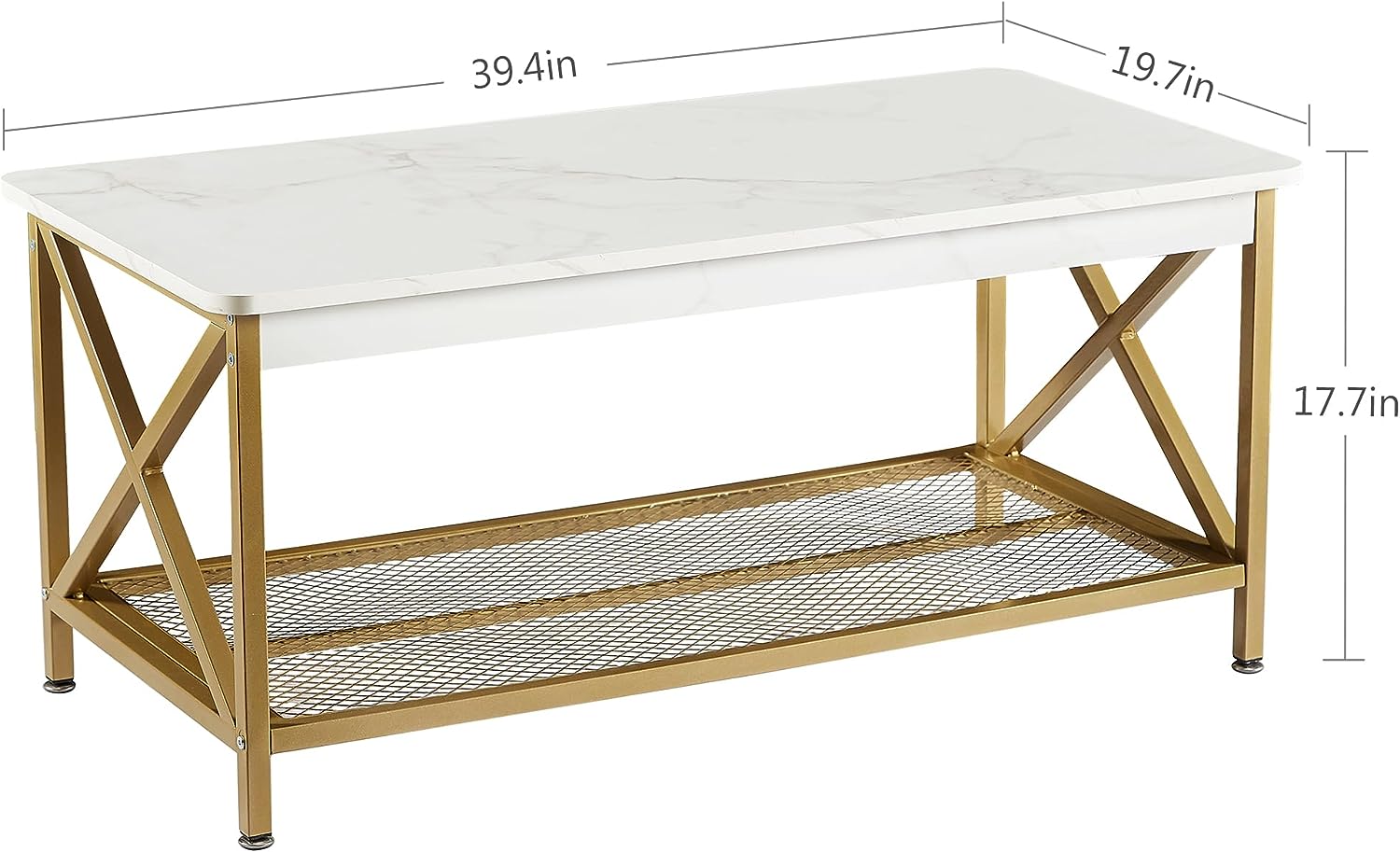 VECELO Coffee Table with Storage Shelf for Living Room 39.4 Inch, Simple Modern & Industrial Design