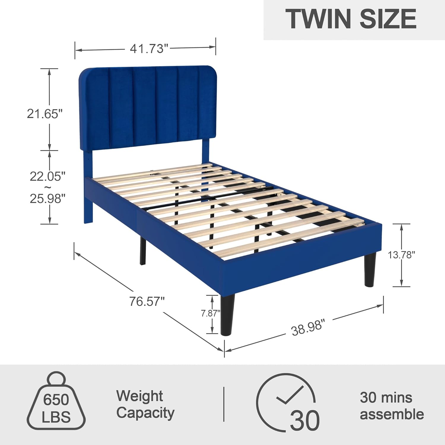 VECELO Upholstered Platform bedframe with Adjustable Headboard