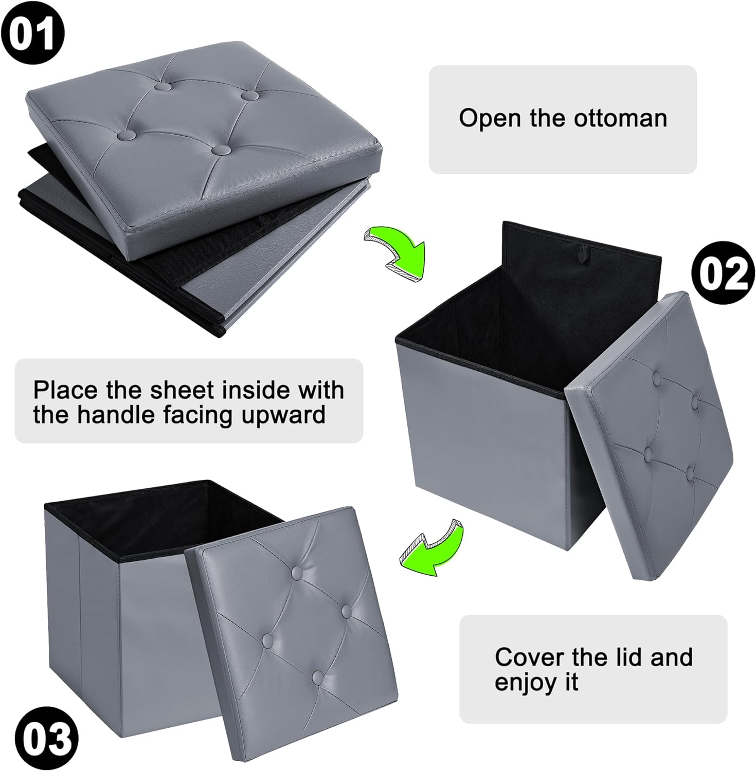 VECELO Storage Ottoman Bench End of Bed 43'' Footstool Footrest Stool Shoestool for Bedroom Hallway Entraway Living Room