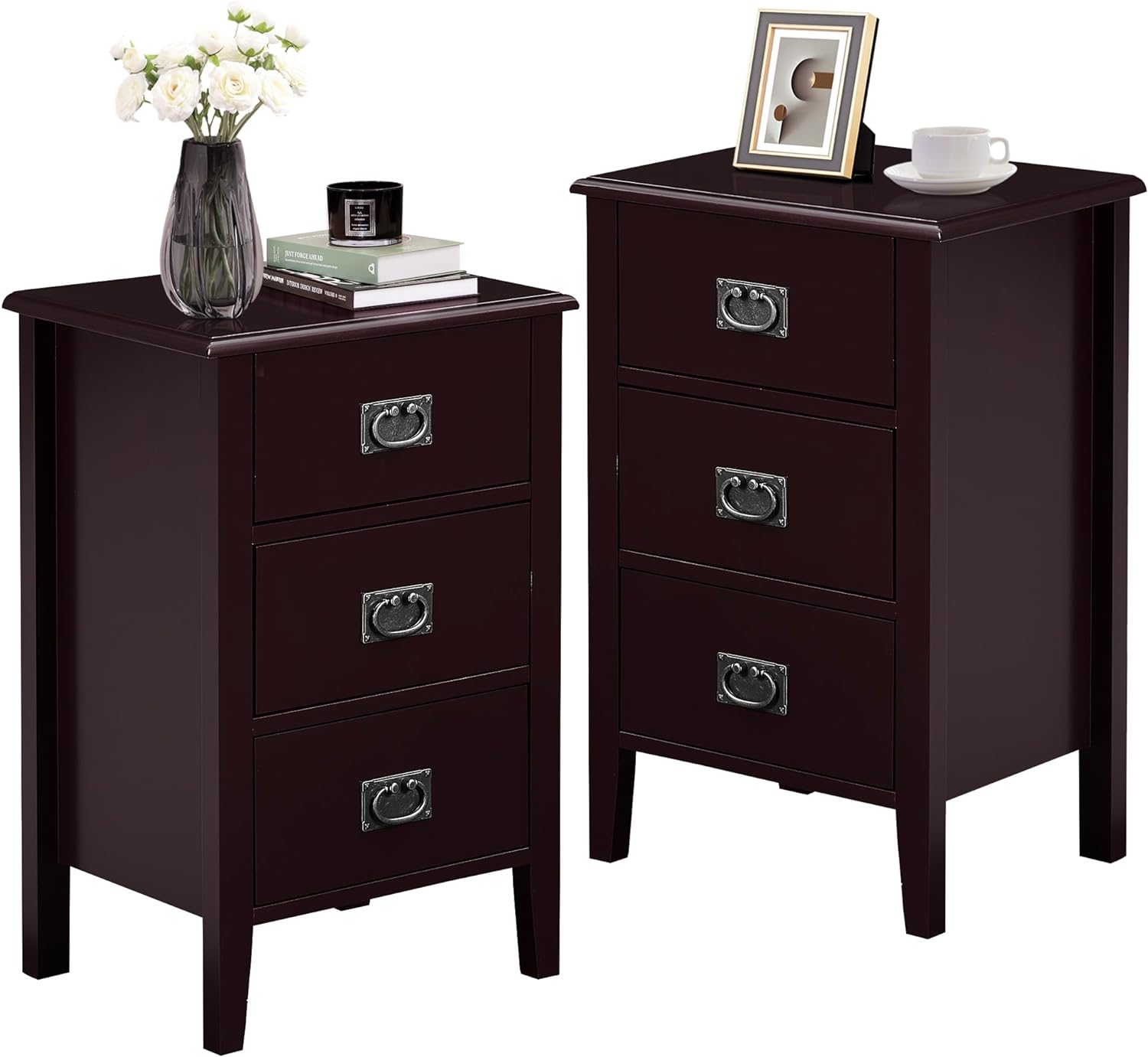 VECELO Modern Nightstands Set of 2, Side End Table with Drawers