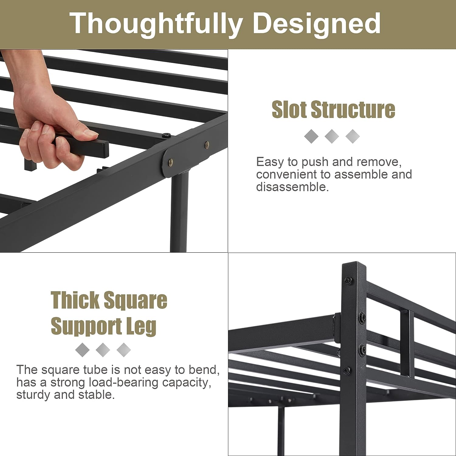 VECELO Platform Bed Frame Mattress Foundation with Headboard and Footboard