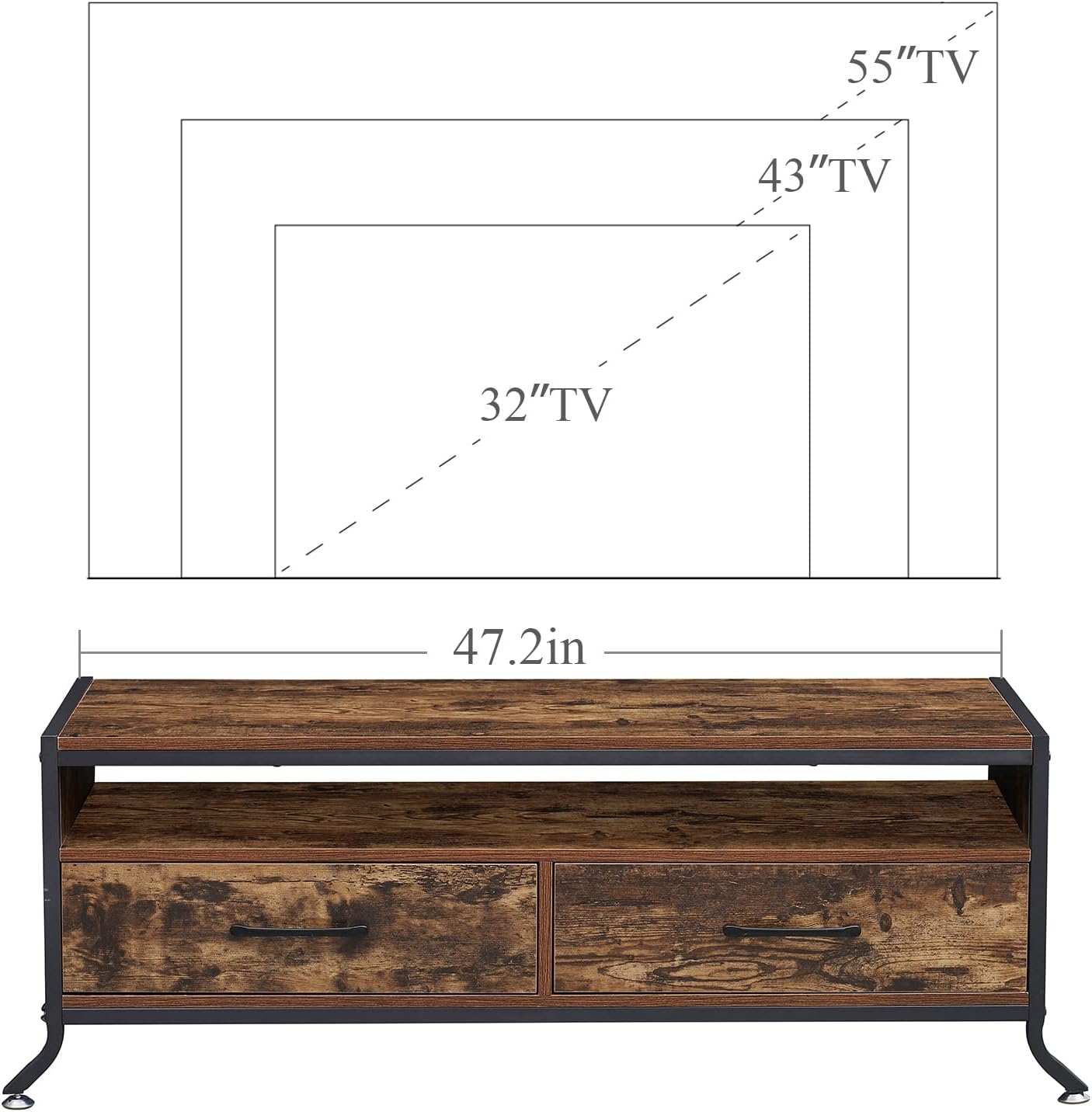 VECELO TV Stand for 55 Inch Industrial Entertainment Center Media Console Table