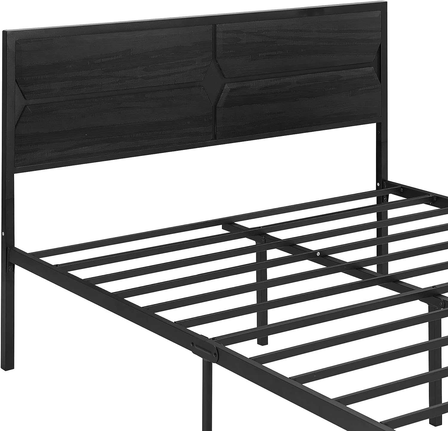 VECELO Metal Bed Frame Platform with Wooden Headboard&Footboard Mattress Foundation