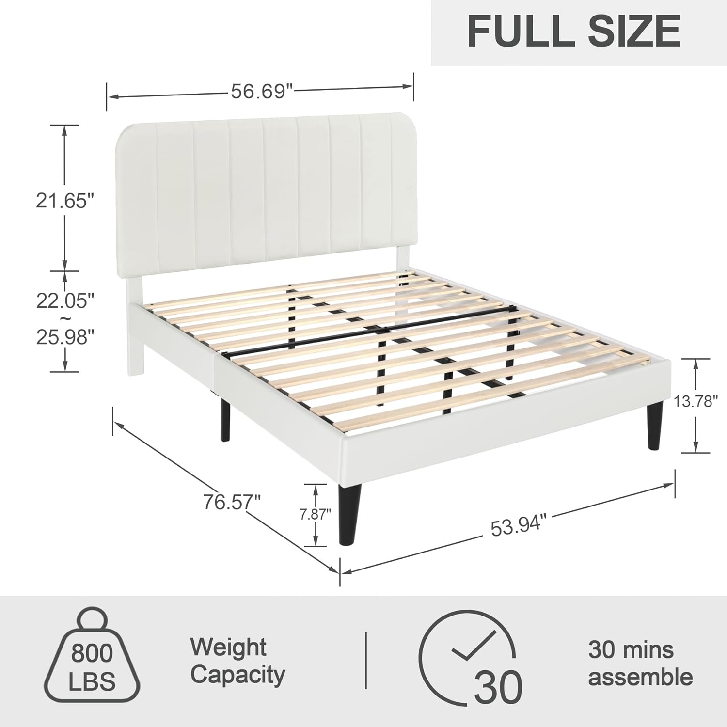 VECELO Upholstered Platform bedframe with Adjustable Headboard