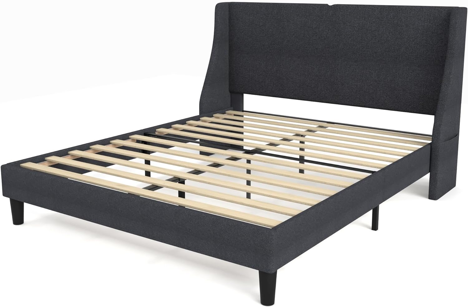 VECELO Bed Frame with Upholstered Wingback Headboard - VECELO