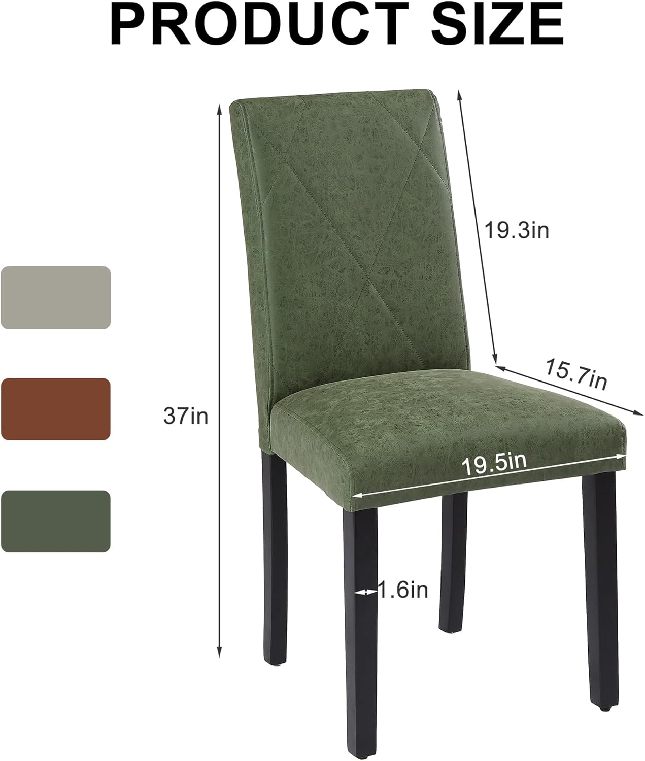 VECELO Upholstered Dining Chairs Set of 2 Modern Fabric and High Back & Solid Wood Legs for Kitchen