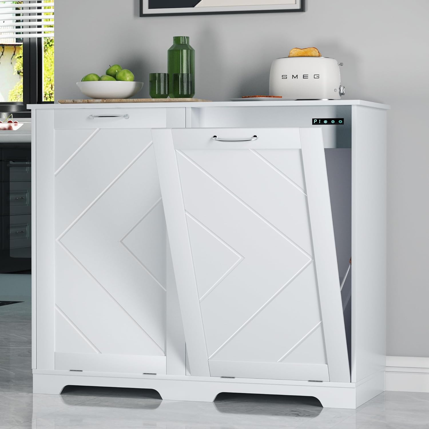 VECELO Tilt Out Kitchen Trash Bin Cabinet