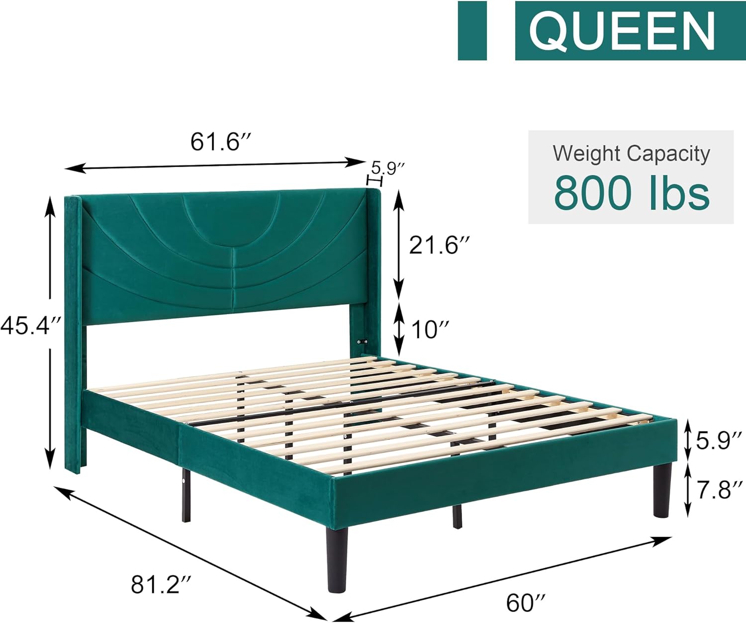 VECELO Upholstered Platform Bed Frame with Adjustable Fabric