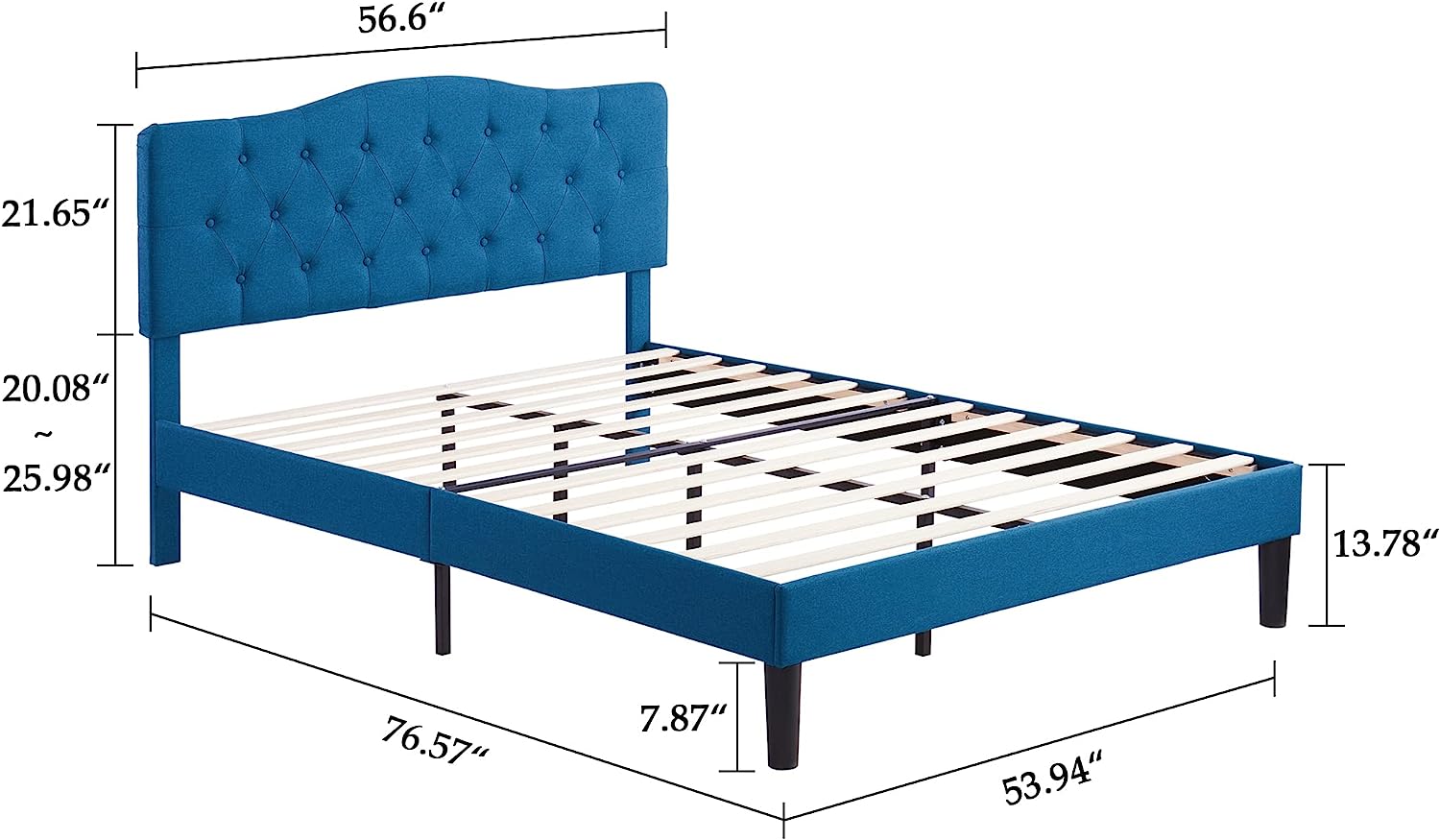 VECELO Classic Grey Upholstered Platform Bed Frame with Diamond Stitched Cloth