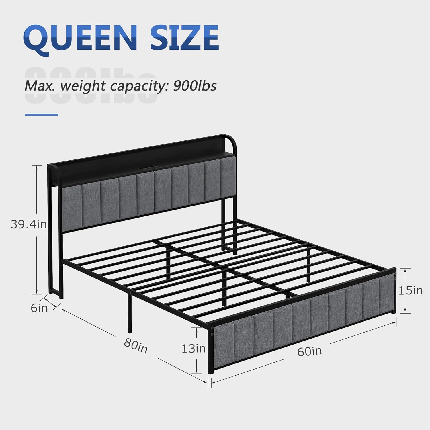 VECELO Twin Bed Frame, Storage Upholstered Headboard with Charging Station