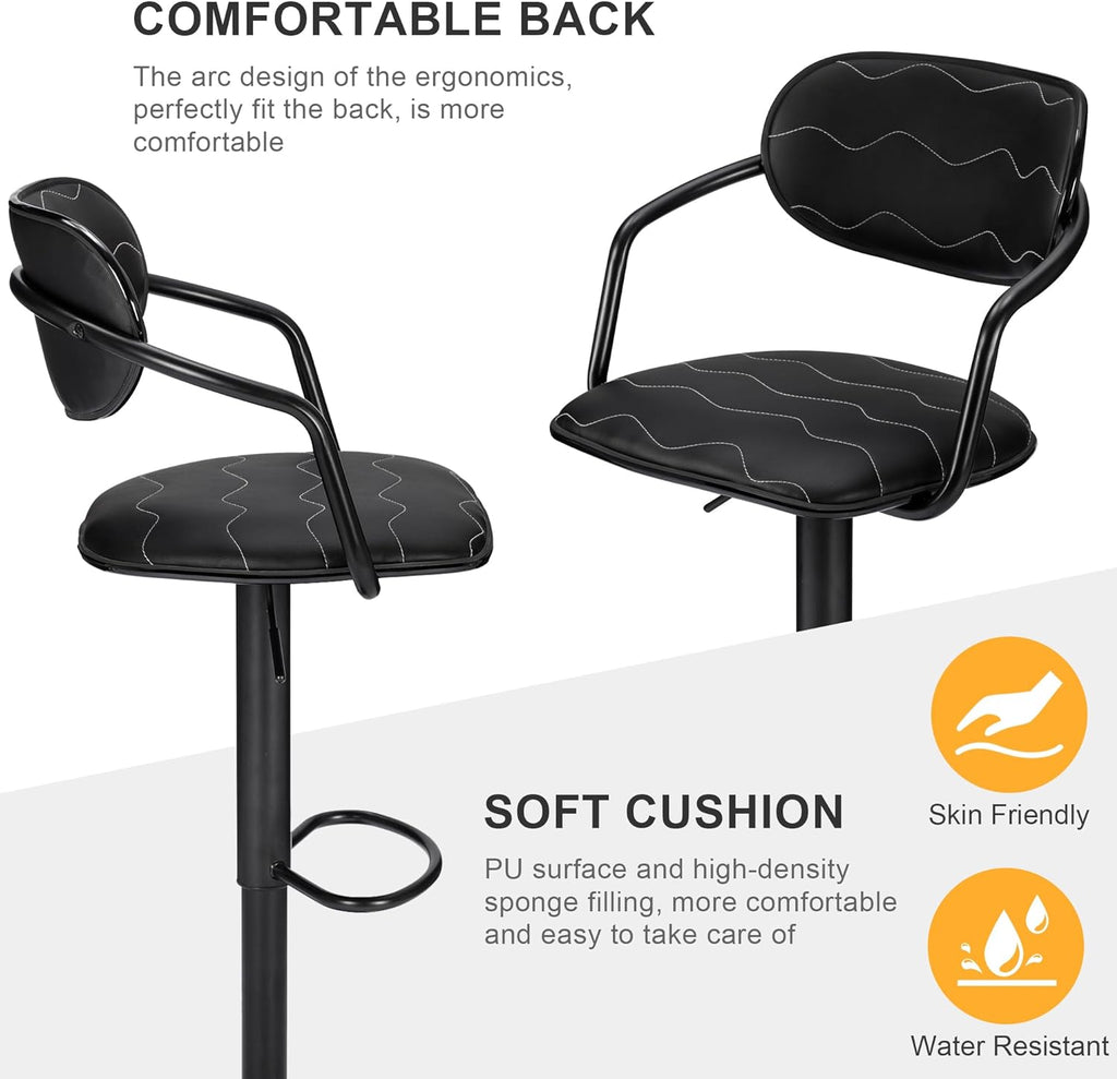 VECELO Bar Stools Set of 2, Adjustable Counter Height Barstools with B