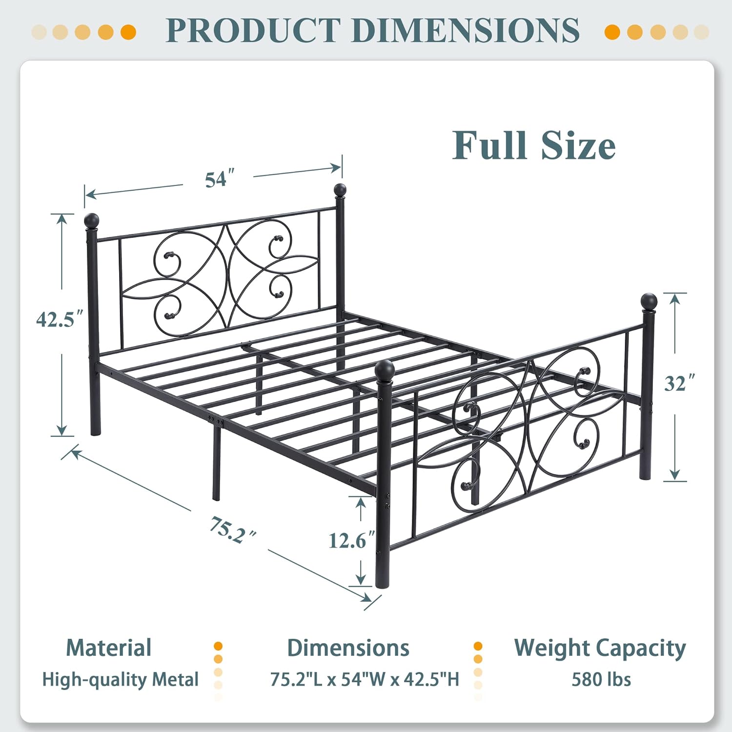 VECELO Metal Bed Frame/Mattress Foundation with Stylish Headboard & Footboard