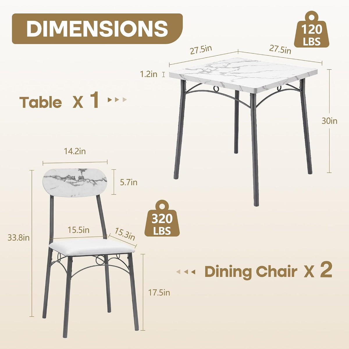 VECELO Dining Table Set