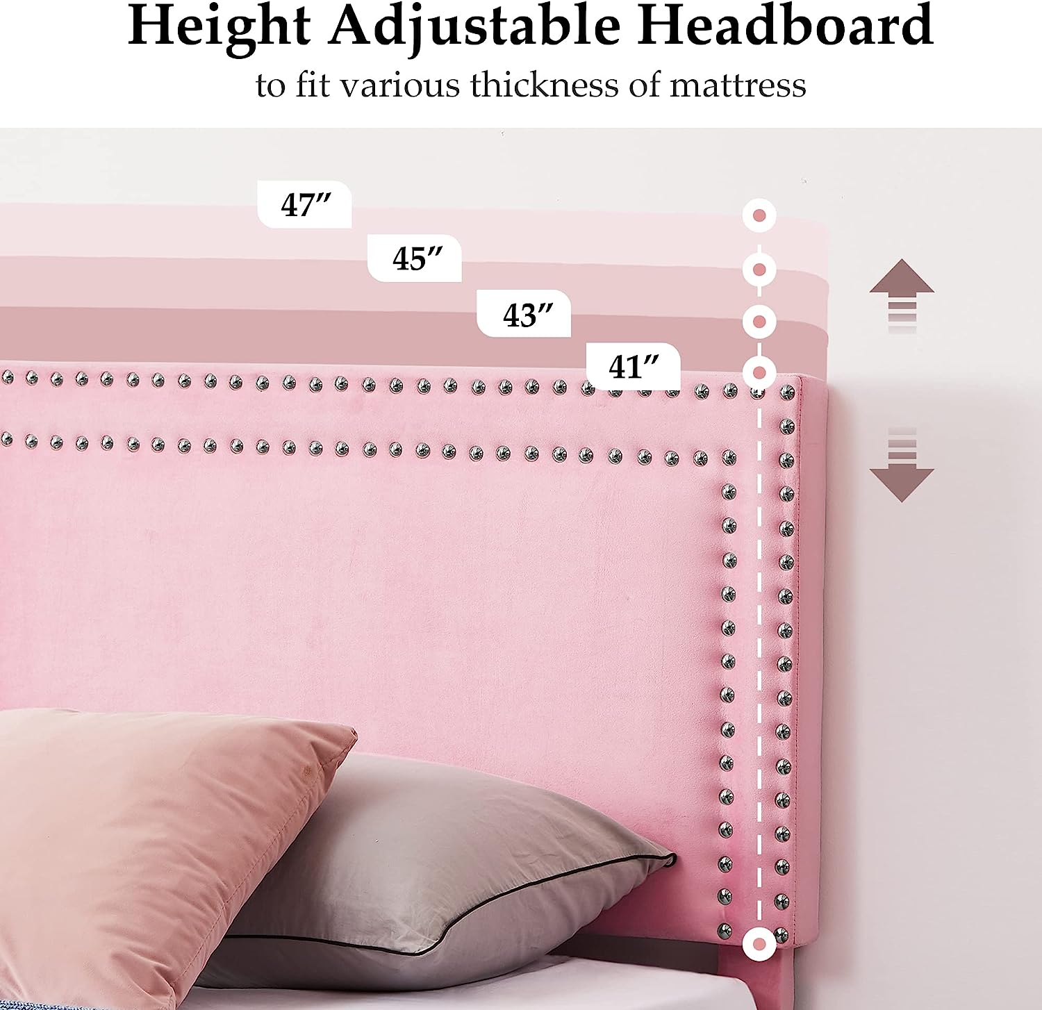 VECELO Modern Platform Bed Frame/Mattress Foundation with Height Adjustable Upholstered Headboard