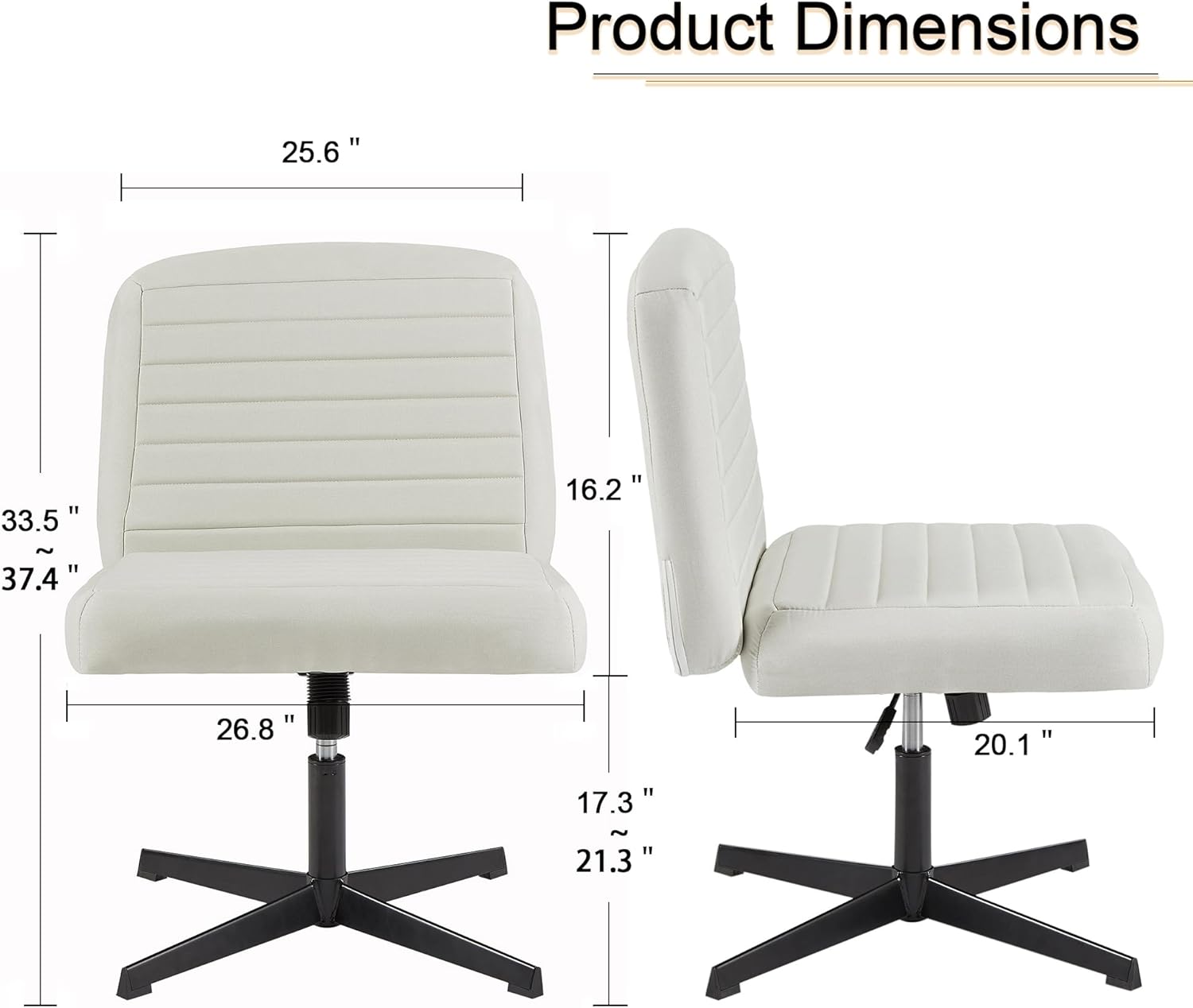 VECELO Armless Office Chair No Wheels Fabric Padded Cross Legged - VECELO