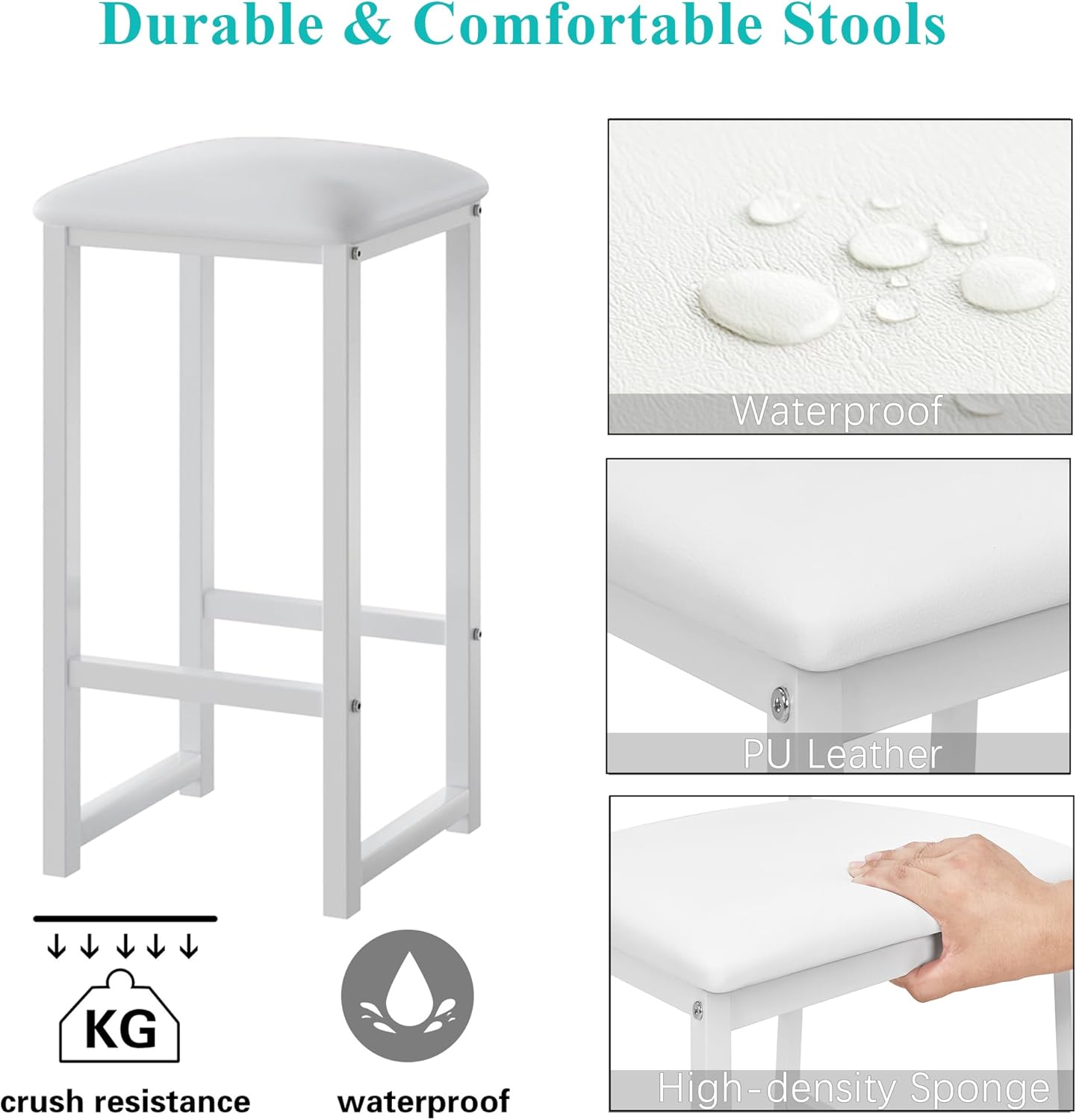 VECELO Small Bar Table and Chairs Set for 2