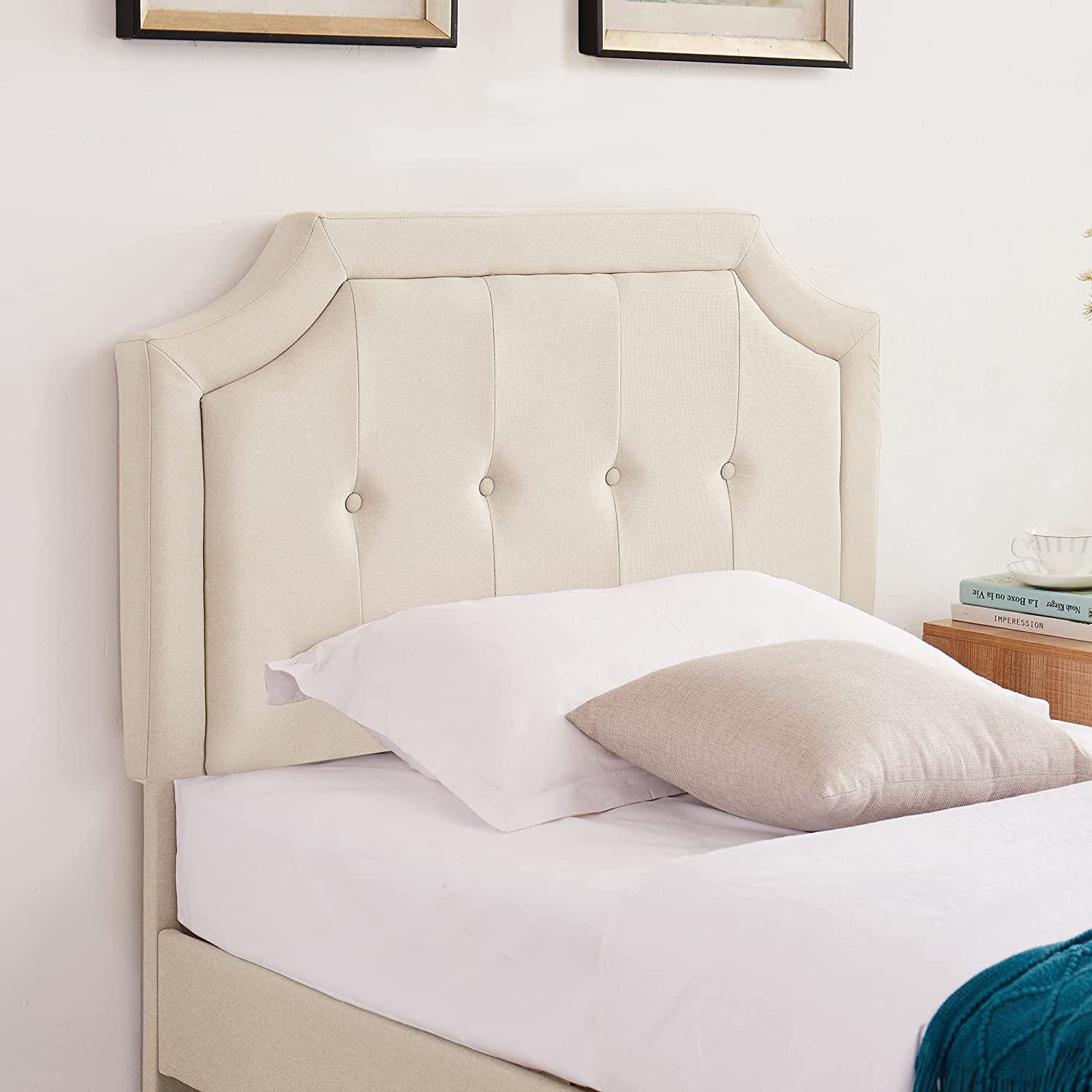 VECELO Premium Upholstered Platform Bed Diamond Stitched Panel Headboard