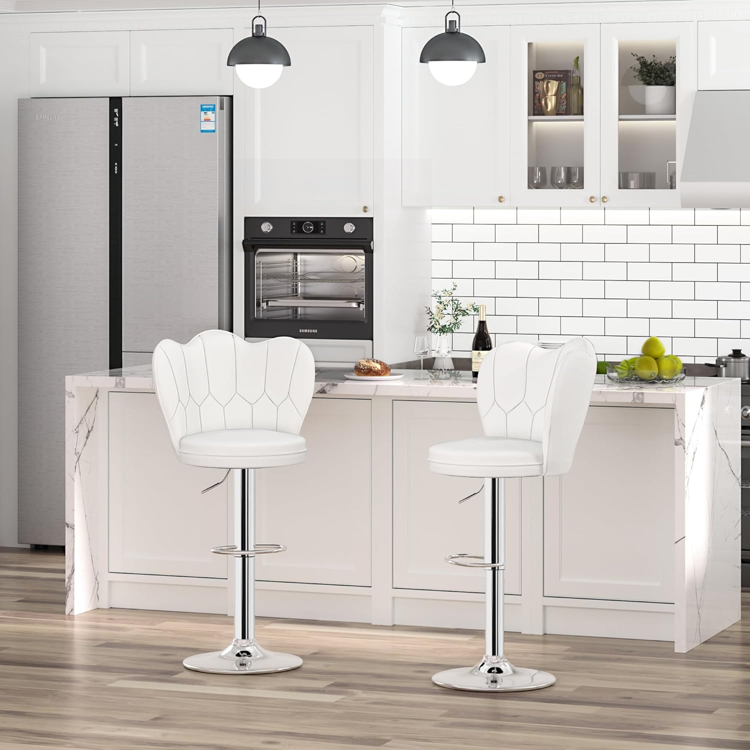 VECELO Bar Stools Set of 2/Set of 4, Adjustable Barstools with Back - VECELO