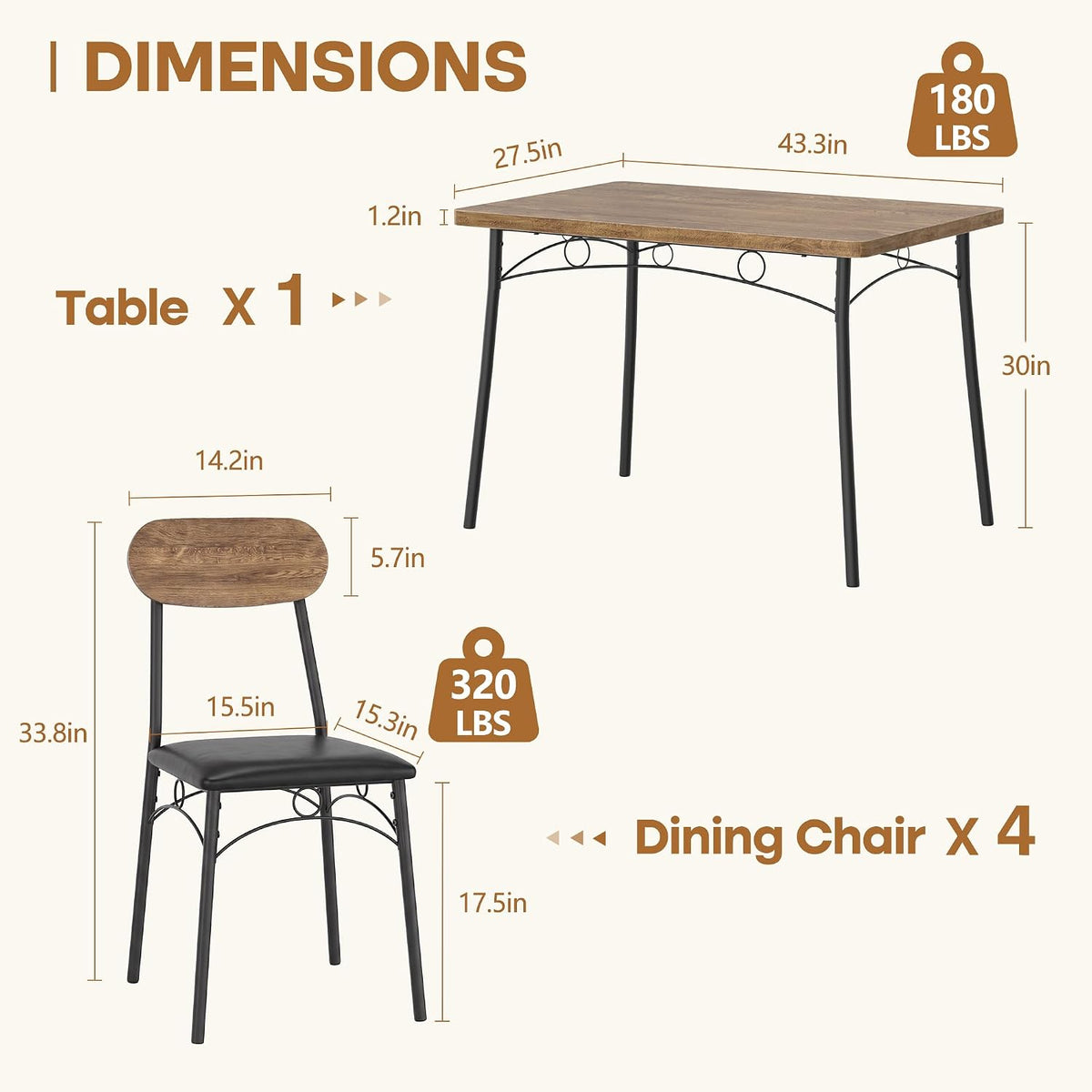VECELO Dining Table Set