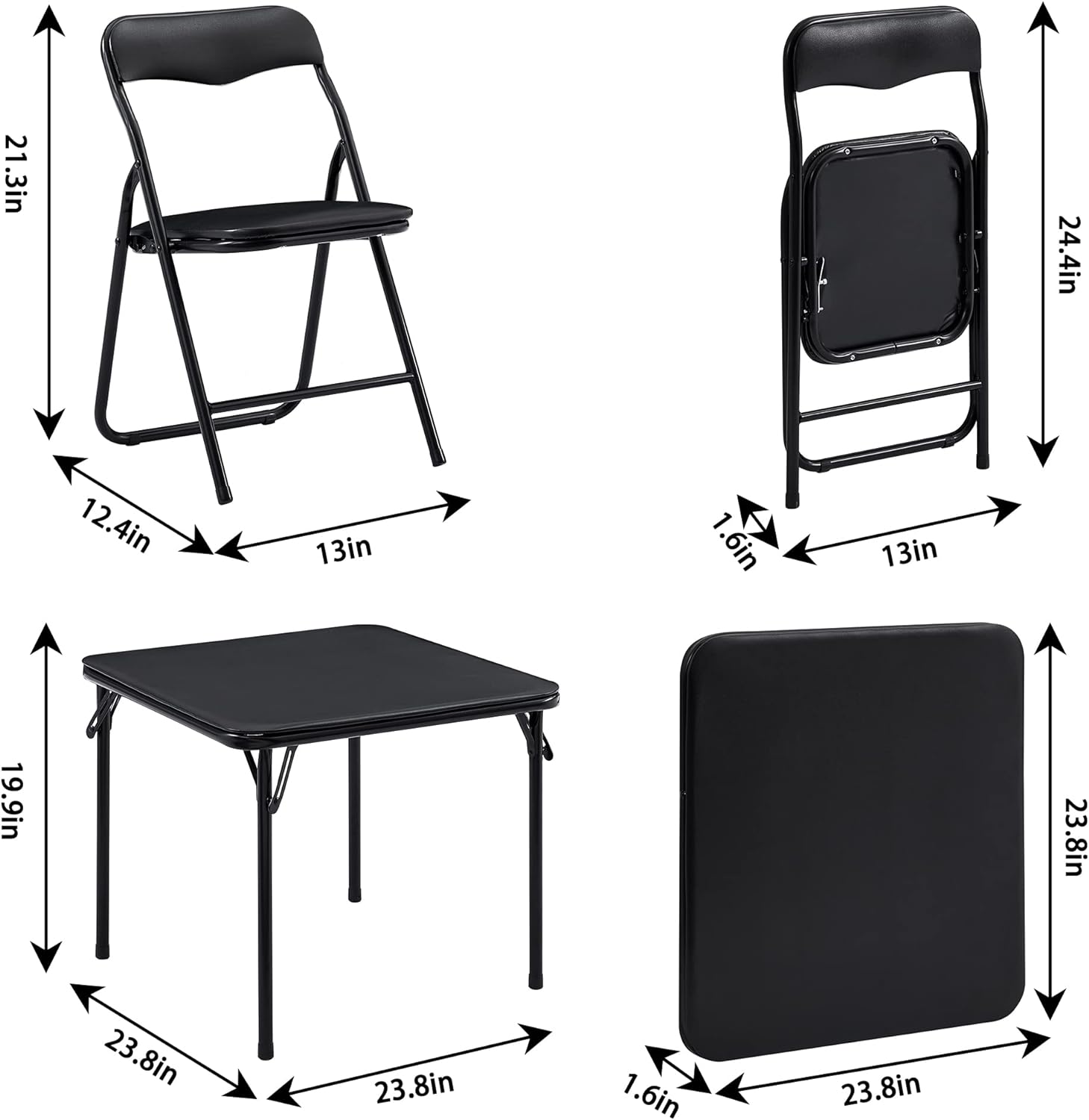 VECELO Kids Folding Activity Table and Chairs 5 Pcs Set/3 Pcs Sets, Portable