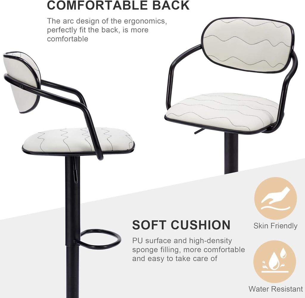 VECELO Bar Stools Set of 2, Adjustable Counter Height Barstools with B
