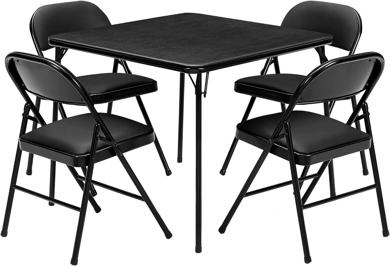 VECELO Portable Folding Card Table Square and Chair Sets with Collapsible Legs & Vinyl Upholstery (5 PCS)