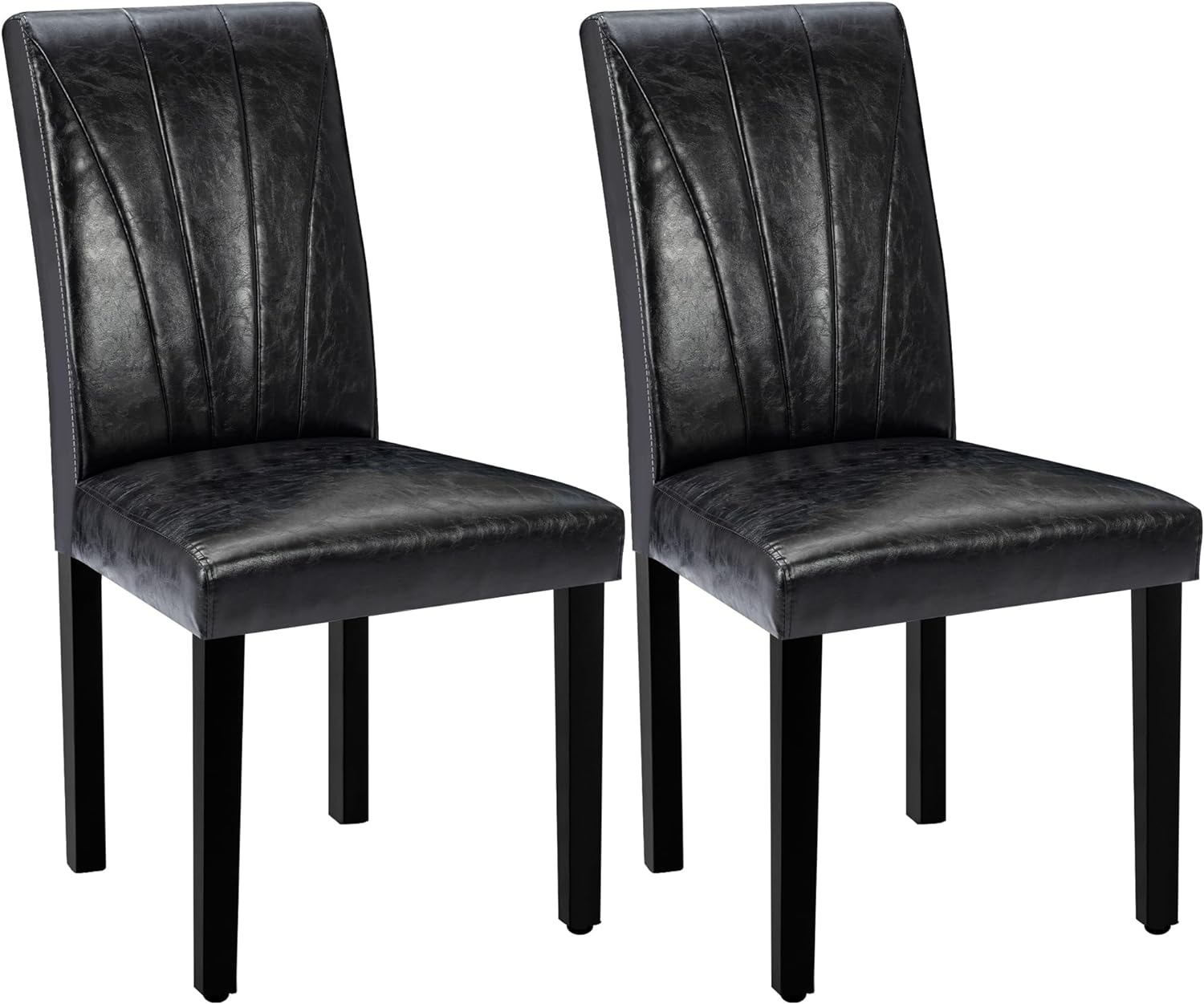 VECELO Set of 2 Upholstered Dining Chairs, Modern Fabric and Solid Wood Legs & High Back