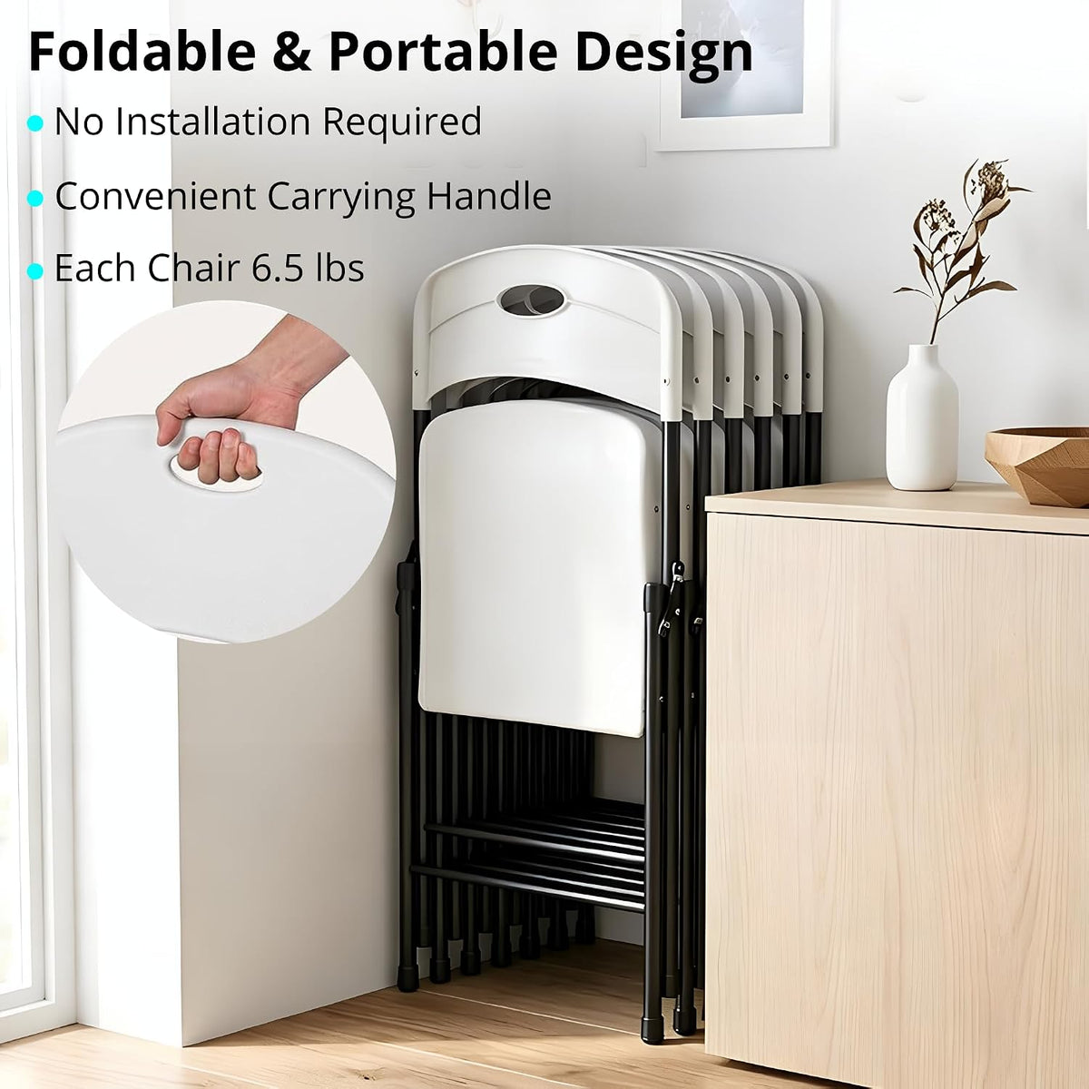VECELO Folding Chairs 4 Pack for Indoor/Outdoor Use