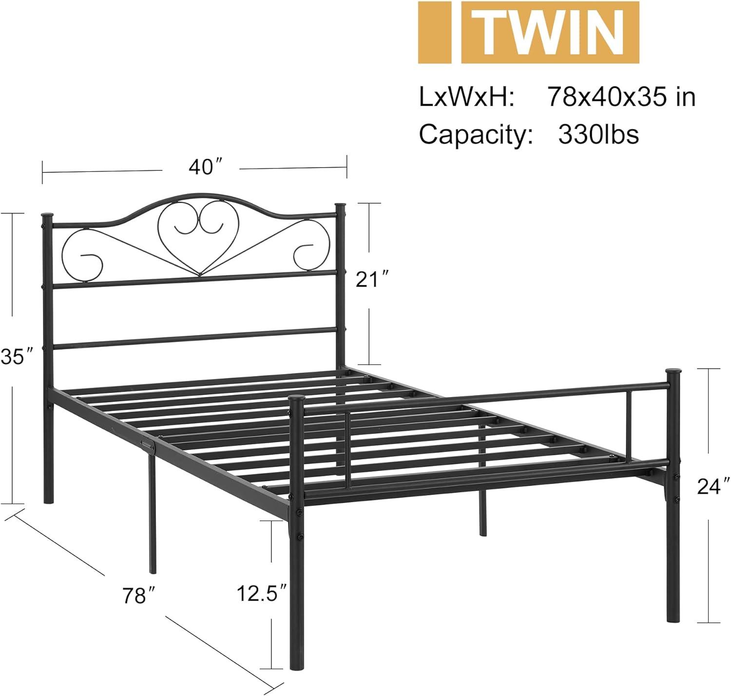 VECELO Metal Platform Bed Frame Mattress Foundation Decorative Headboard & Footboard