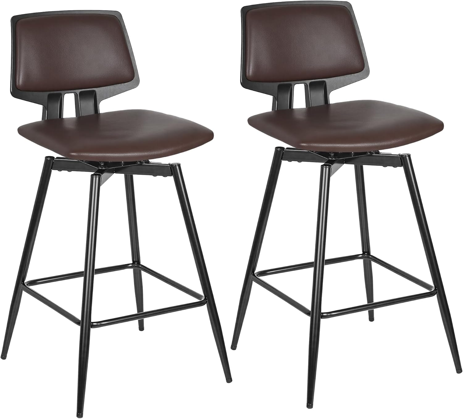 VECELO Swivel Upholstered Bar Stools Set of 2