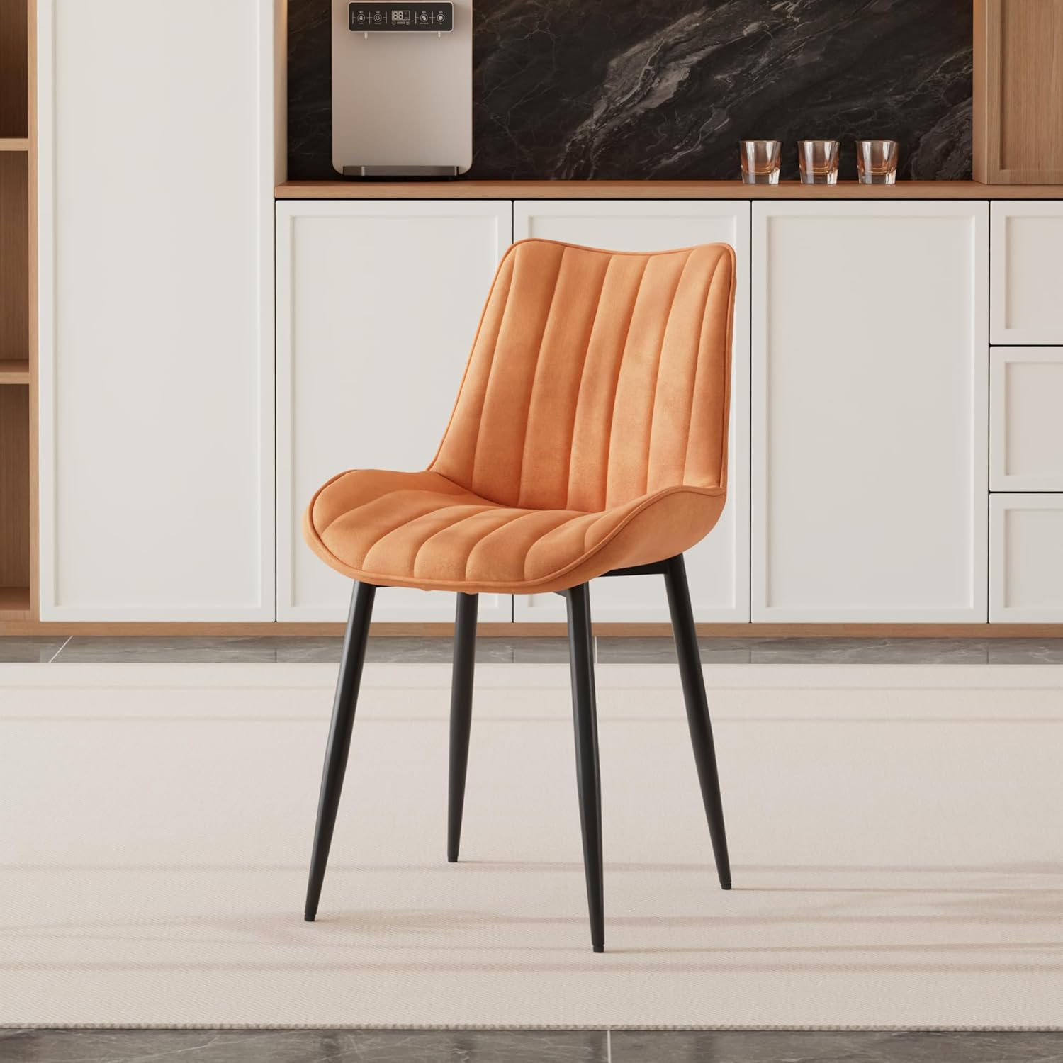 VECELO Dining Chairs Set of 2, Velvet Fabric & Metal Frame
