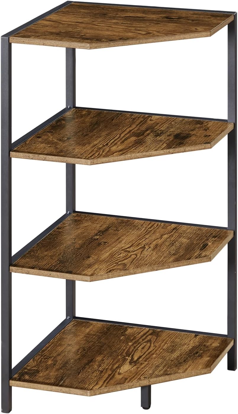 VECELO 31 Inch Corner Shelf, 4-Tier Display Shelves