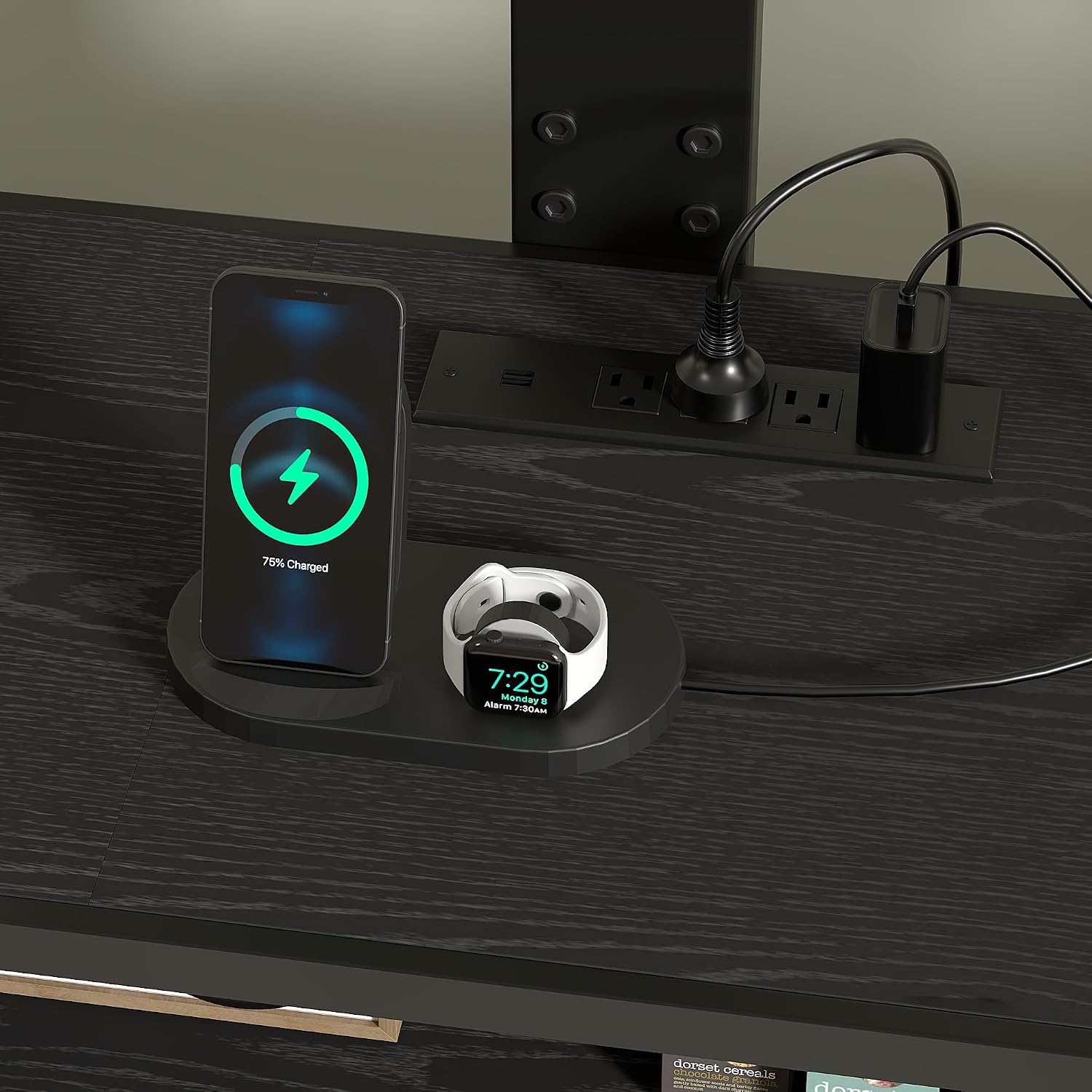 VECELO TV Stand with Mount and Power Outlets