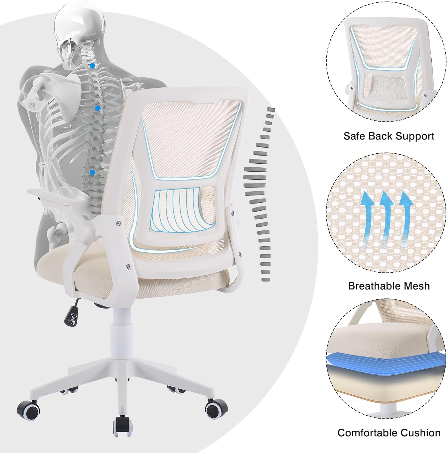 VECELO Mid-Back Swivel Ergonomic Office Chair