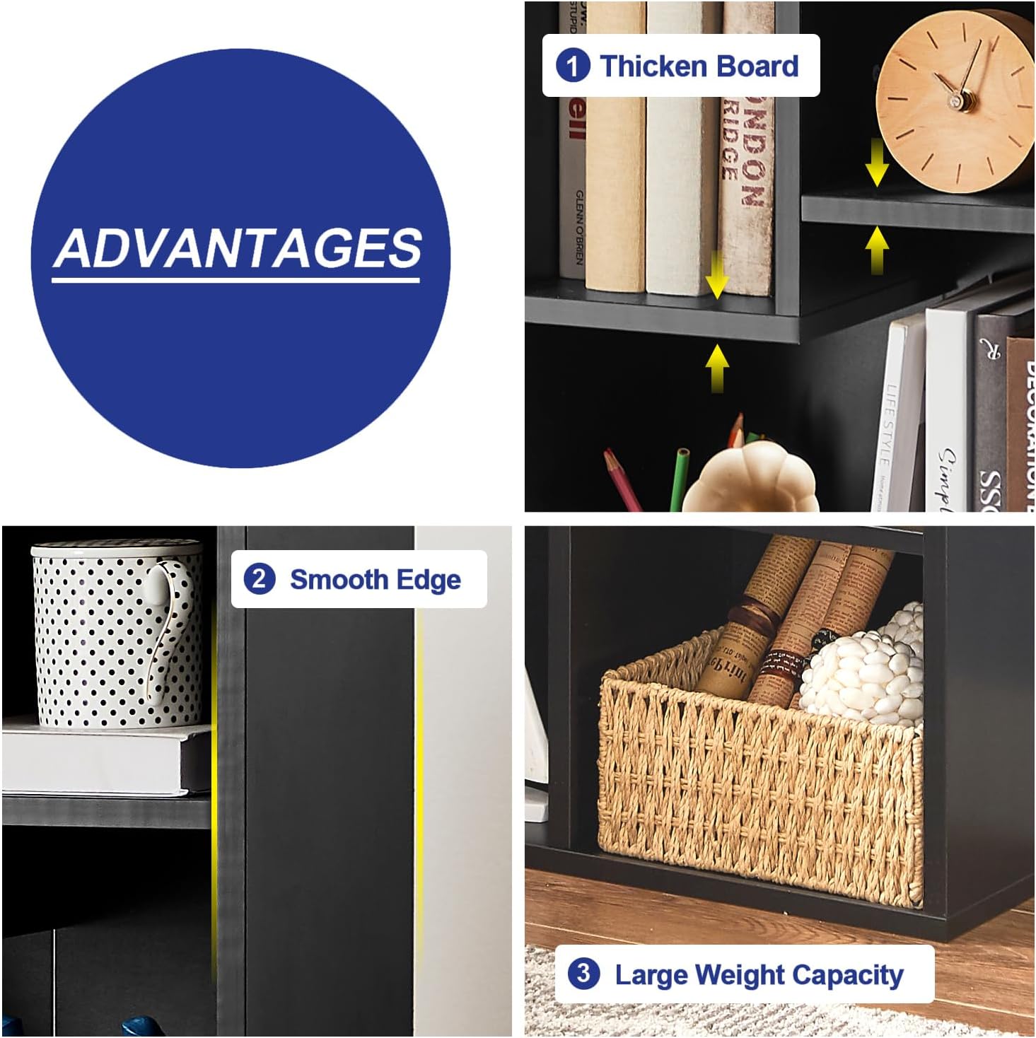 VECELO 3 Cube Small Bookcase, 2-Tier Modern Bookshelf