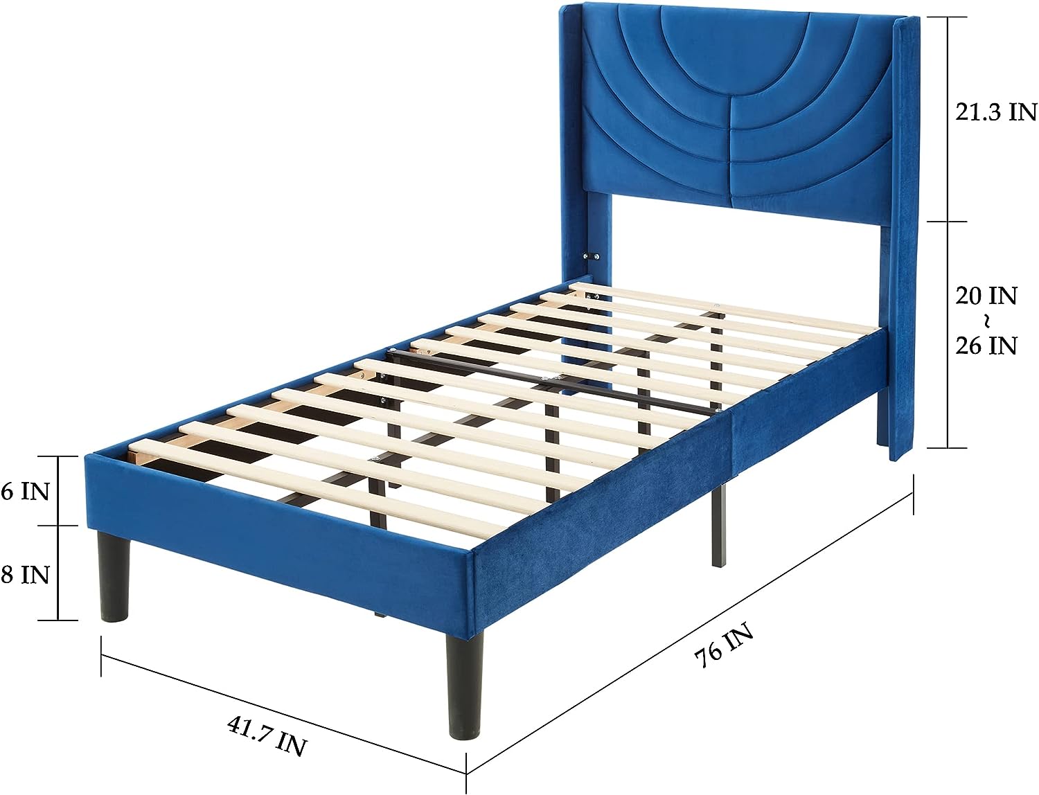 VECELO Upholstered Platform Bed Frame with Adjustable Fabric Headboard