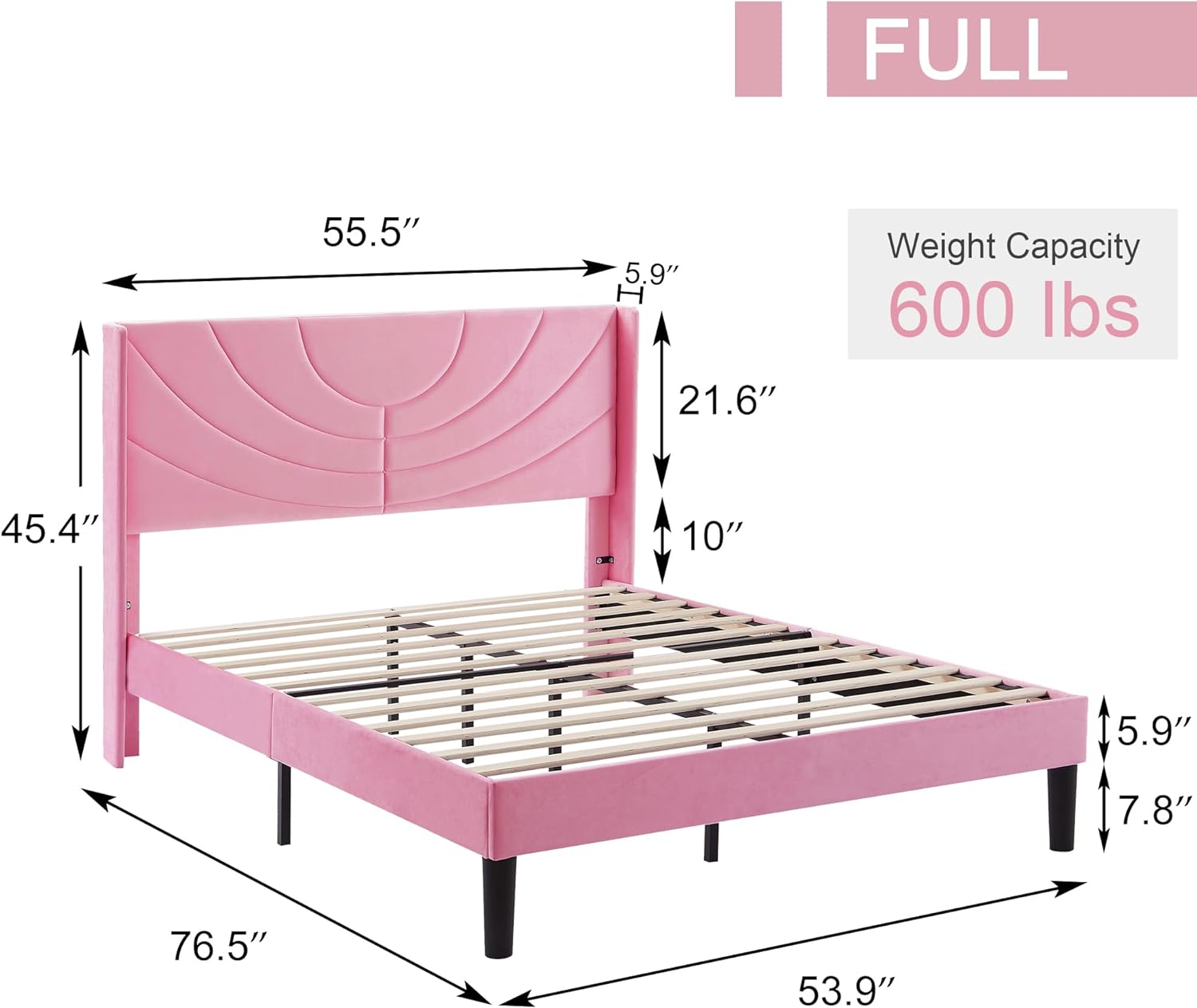 ＊ 美品⭐️familiar 160cm ＊ VECELO Upholstered Platform Bed Frame with Adjustable Fabric