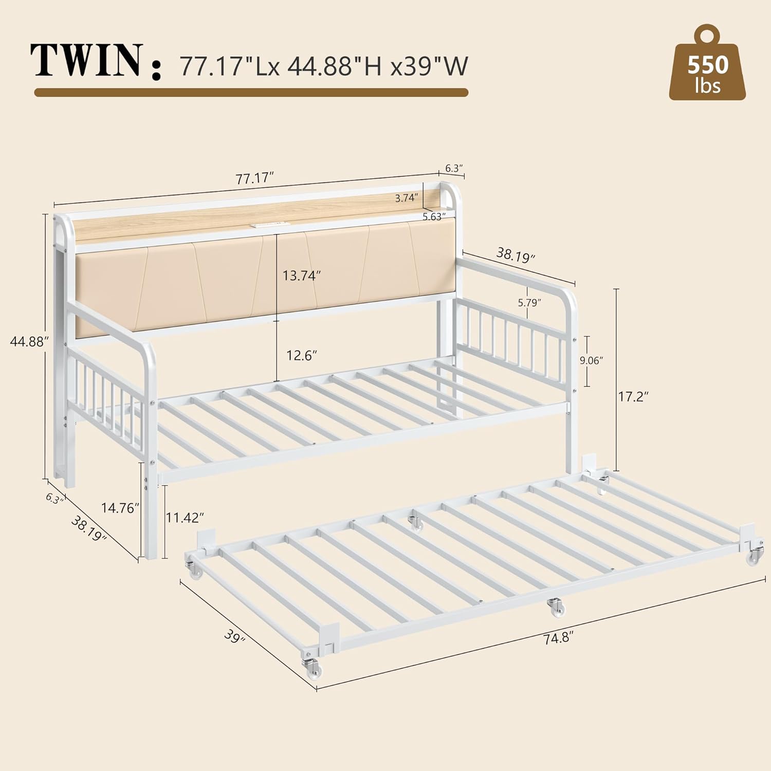 VECELO Twin Daybed with Trundle