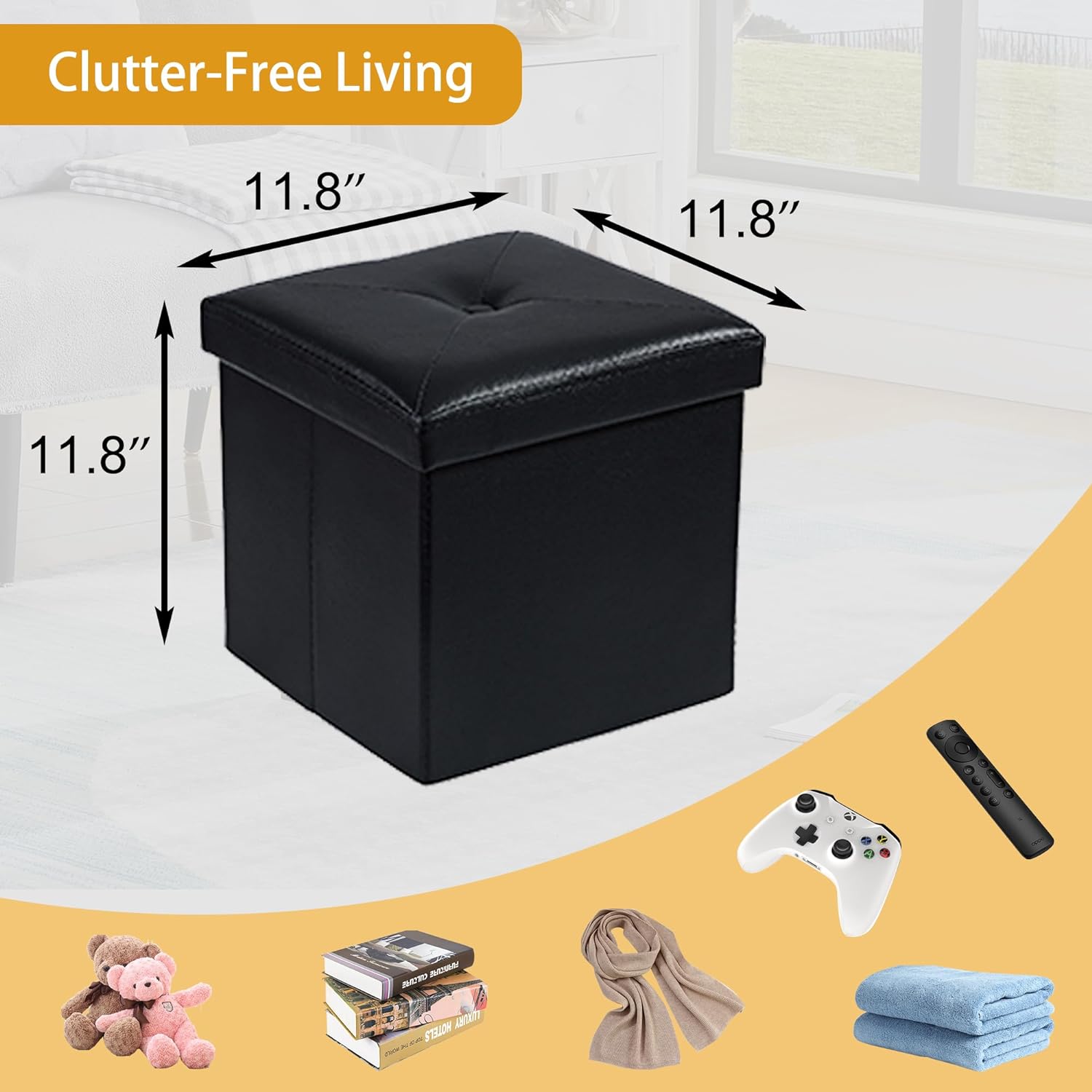 VECELO Storage Ottoman Bench End of Bed 43'' Footstool Footrest Stool Shoestool for Bedroom Hallway Entraway Living Room