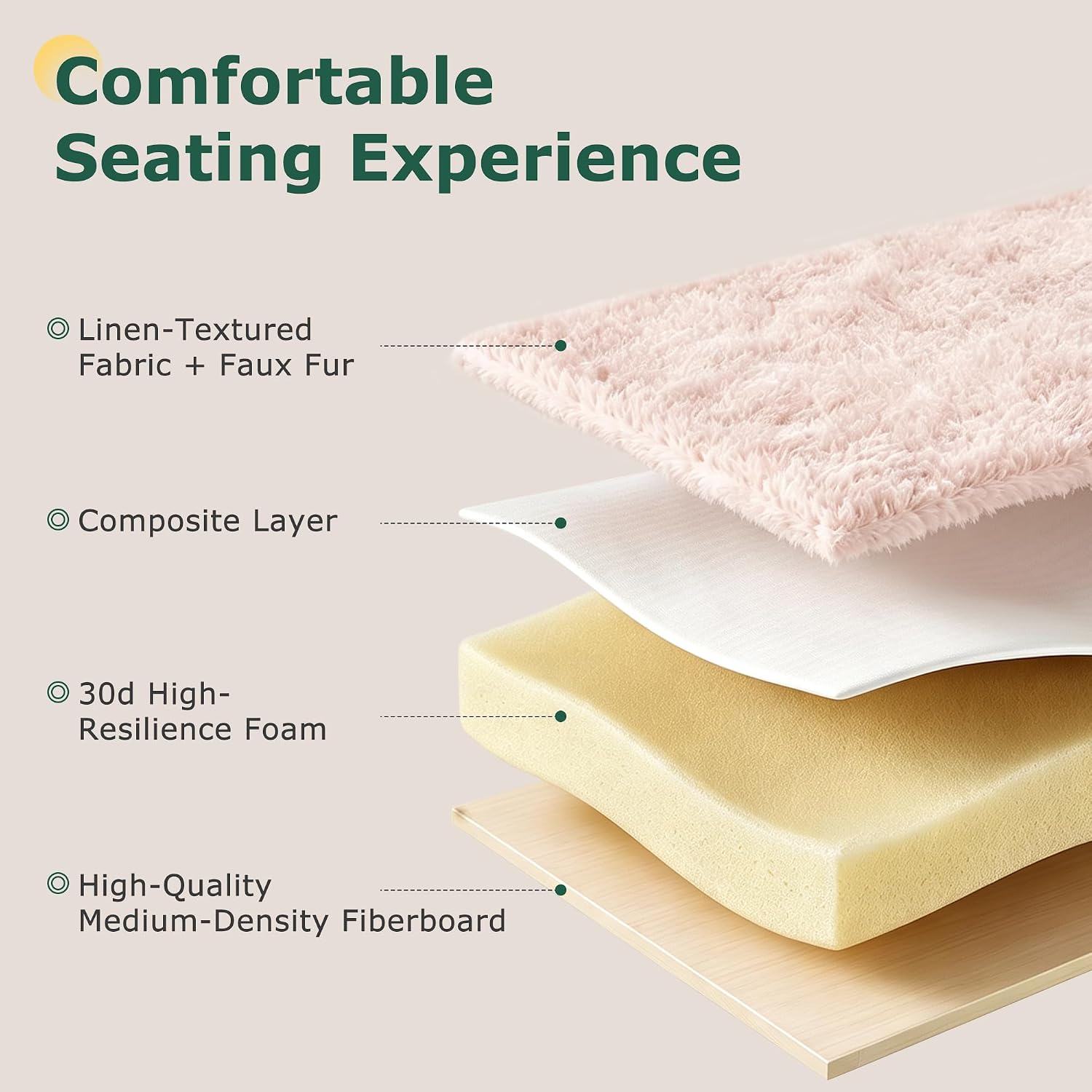 VECELO Vanity Stool Chair with Storage and Folding Back