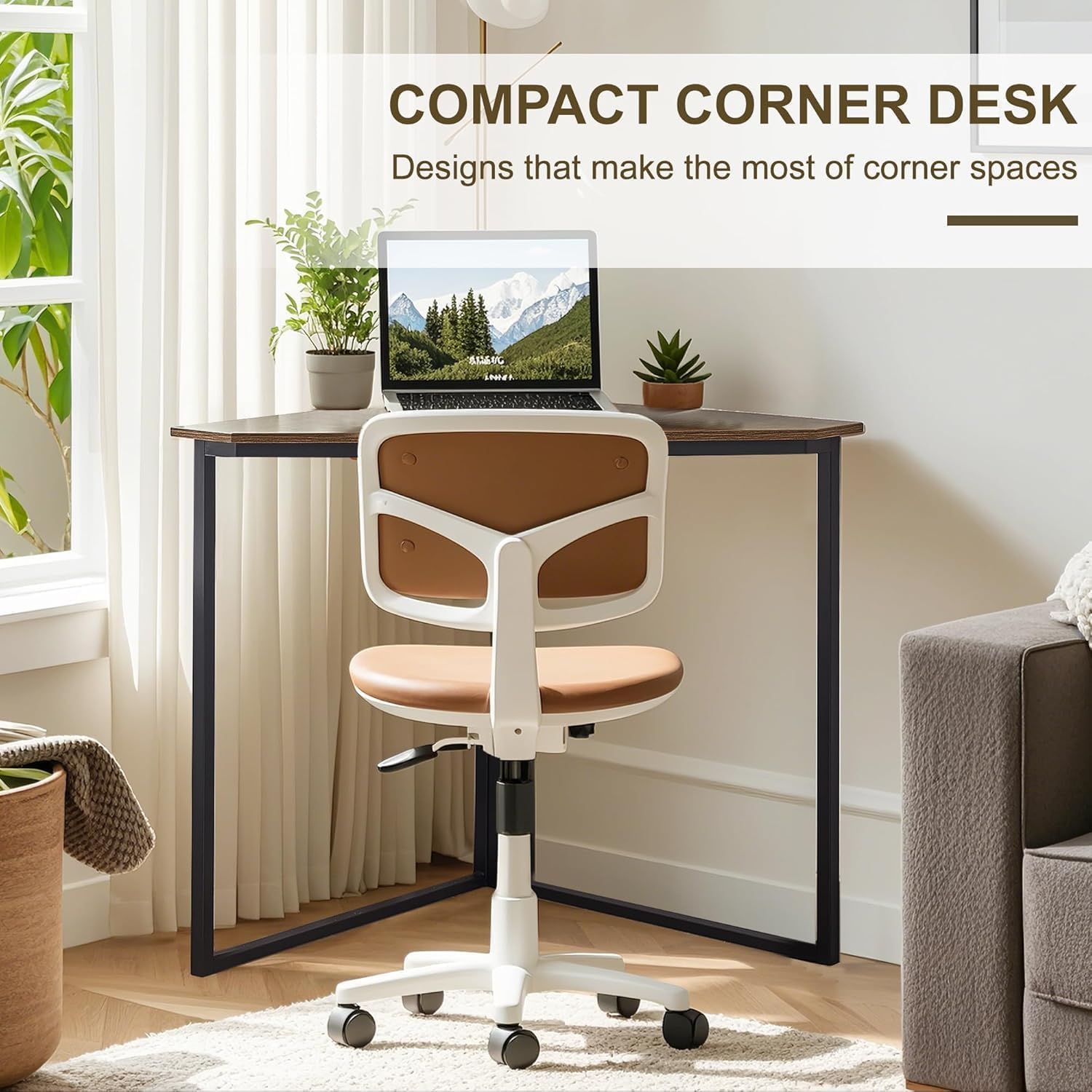 VECELO Ϲоrnеr Desk, Corner Tables for Living Room for Small Space