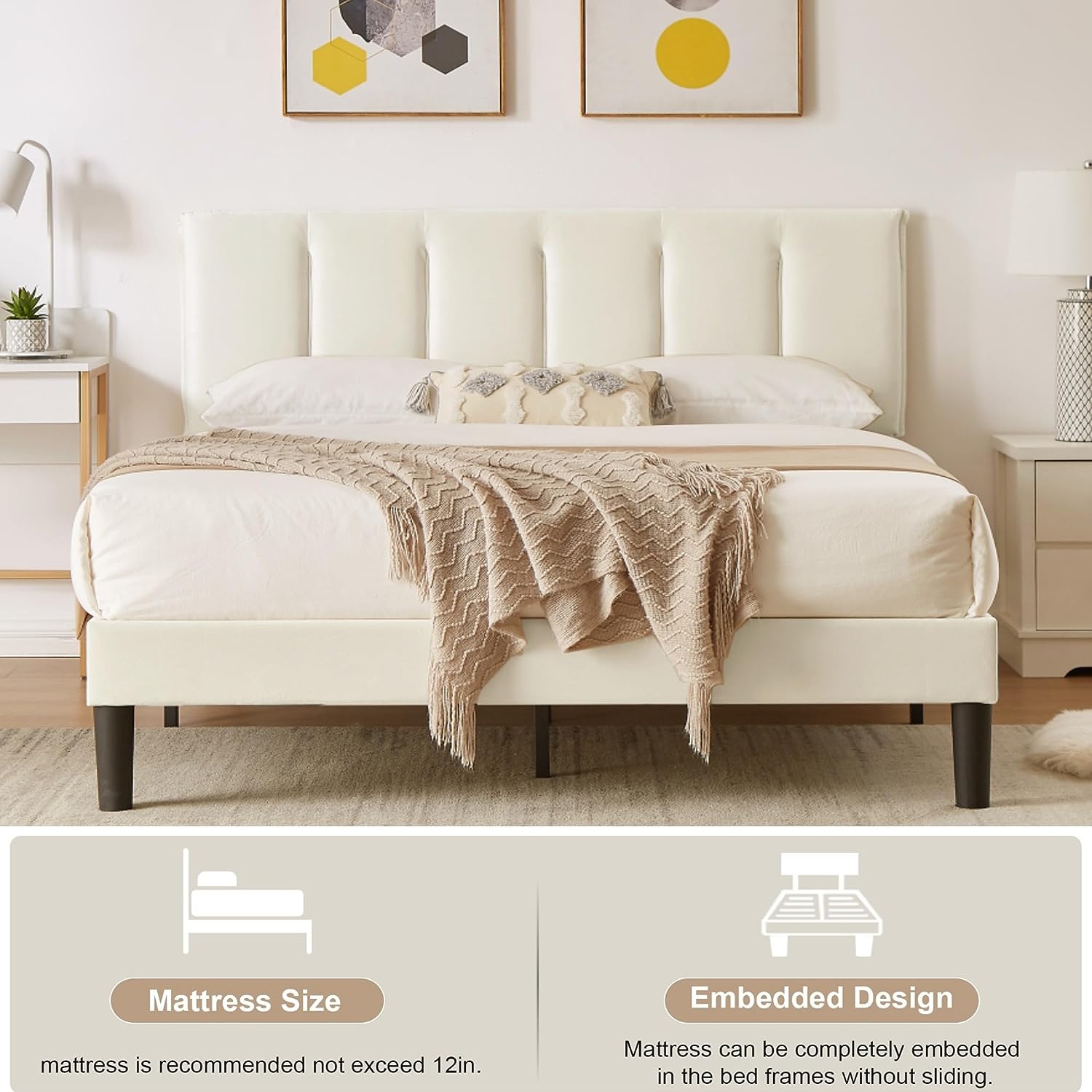 Upholstered platform on sale bed full