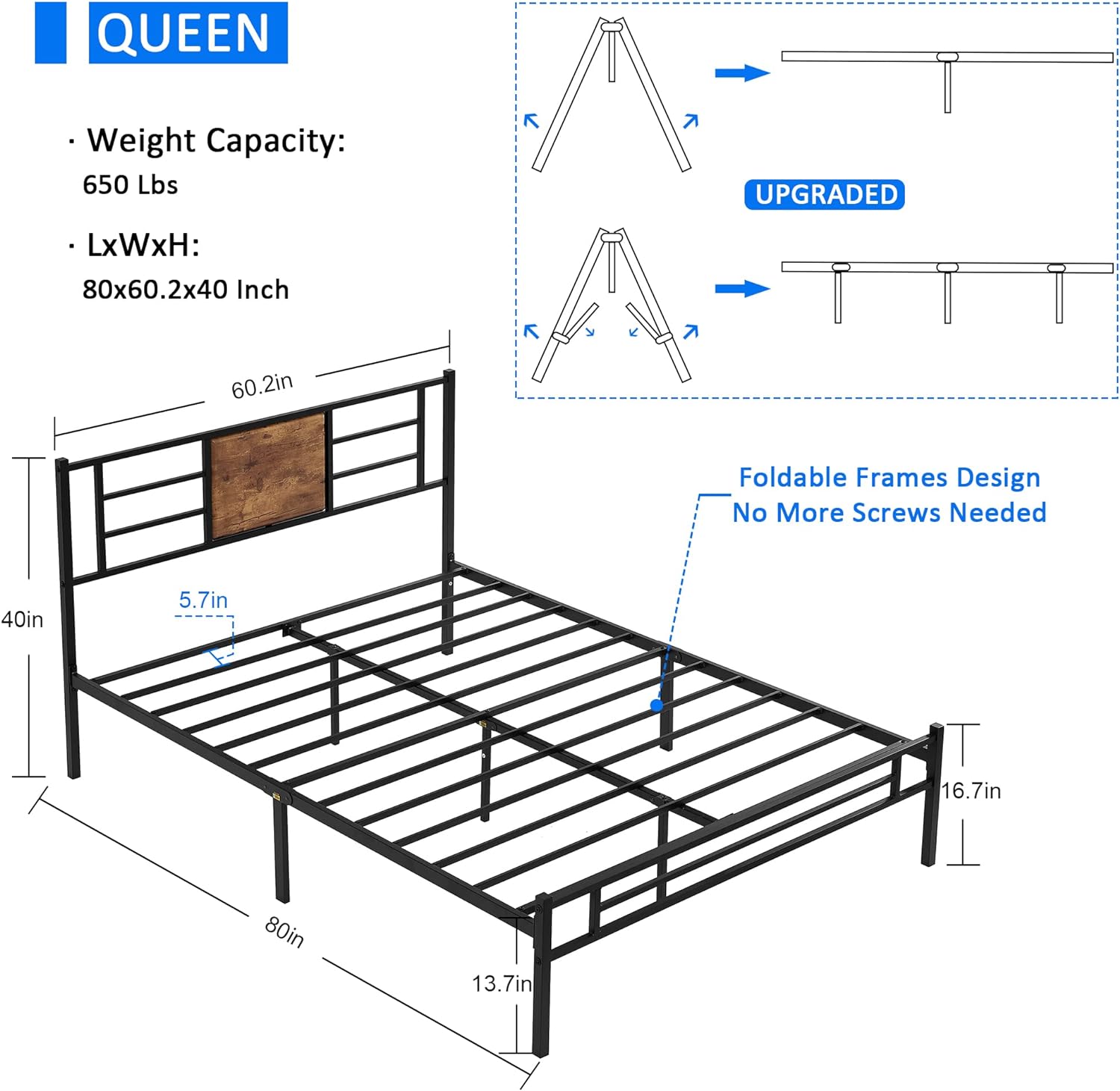 VECELO Platform Bed Frame Mattress Foundation with Headboard and Footboard